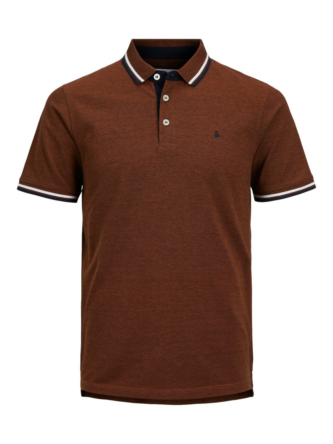 Jack & Jones Poloshirt Polo Shirt JJEPAULOS Sommer Hemd Kragen Pique Cotton (1-tlg) 3613 in Braun