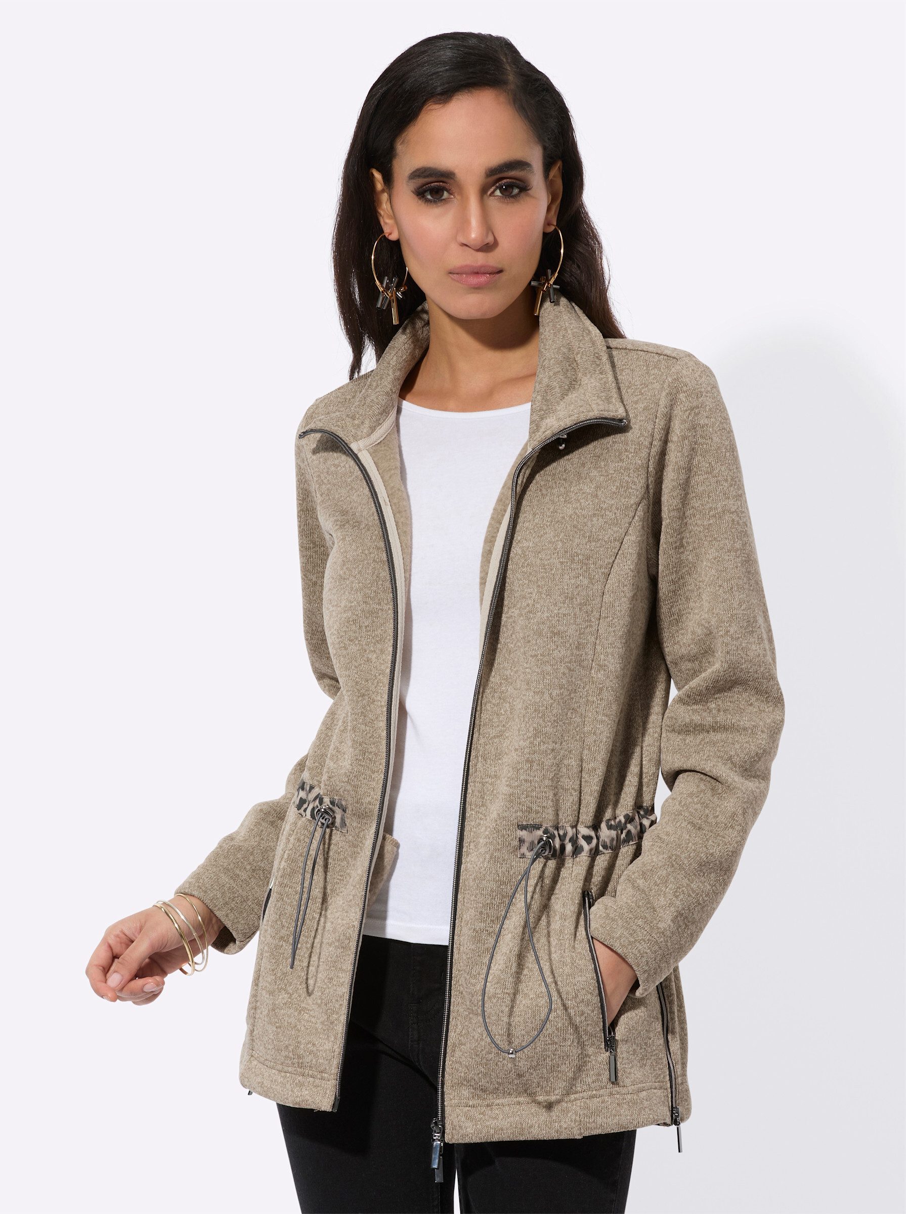 creation L Fleecejacke Strickfleece-Jacke Langarm