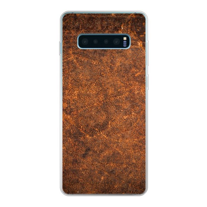 MuchoWow Handyhülle Leder - Textur - Braun - Orange Phone Case Handyhülle Samsung Galaxy S10 Lite Silikon Schutzhülle