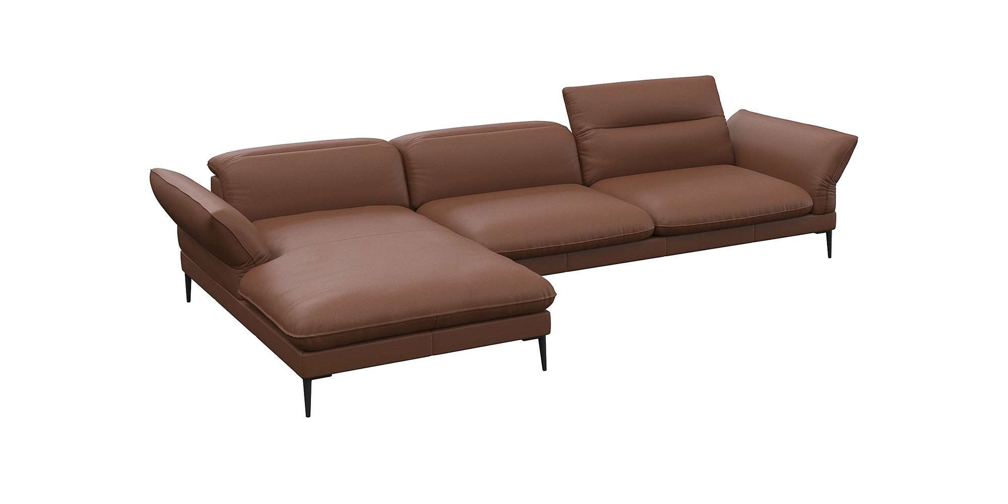 FLEXLUX Ecksofa Salino, Funktionssofa mit Recamiere, Relaxsofa, Ecksofa, Sofa mit Arm- und Kopfteil-Verstellungen, Kaltschaum & Stahl-Wellen