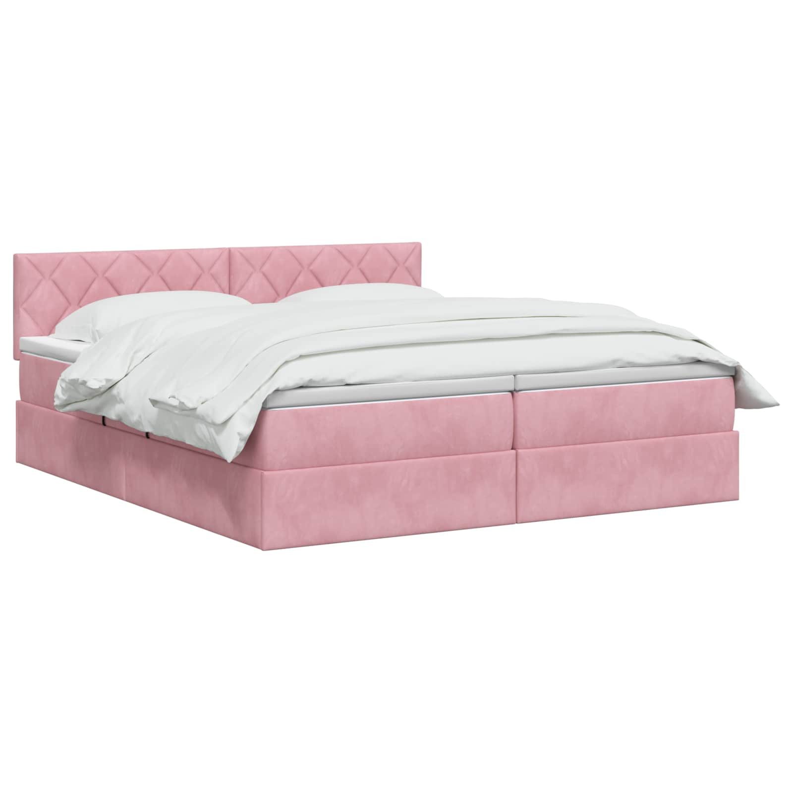 vidaXL Bett LED-Speicherbett mit Matratze Rosa 180 x 200 cm Samt (1-tlg)