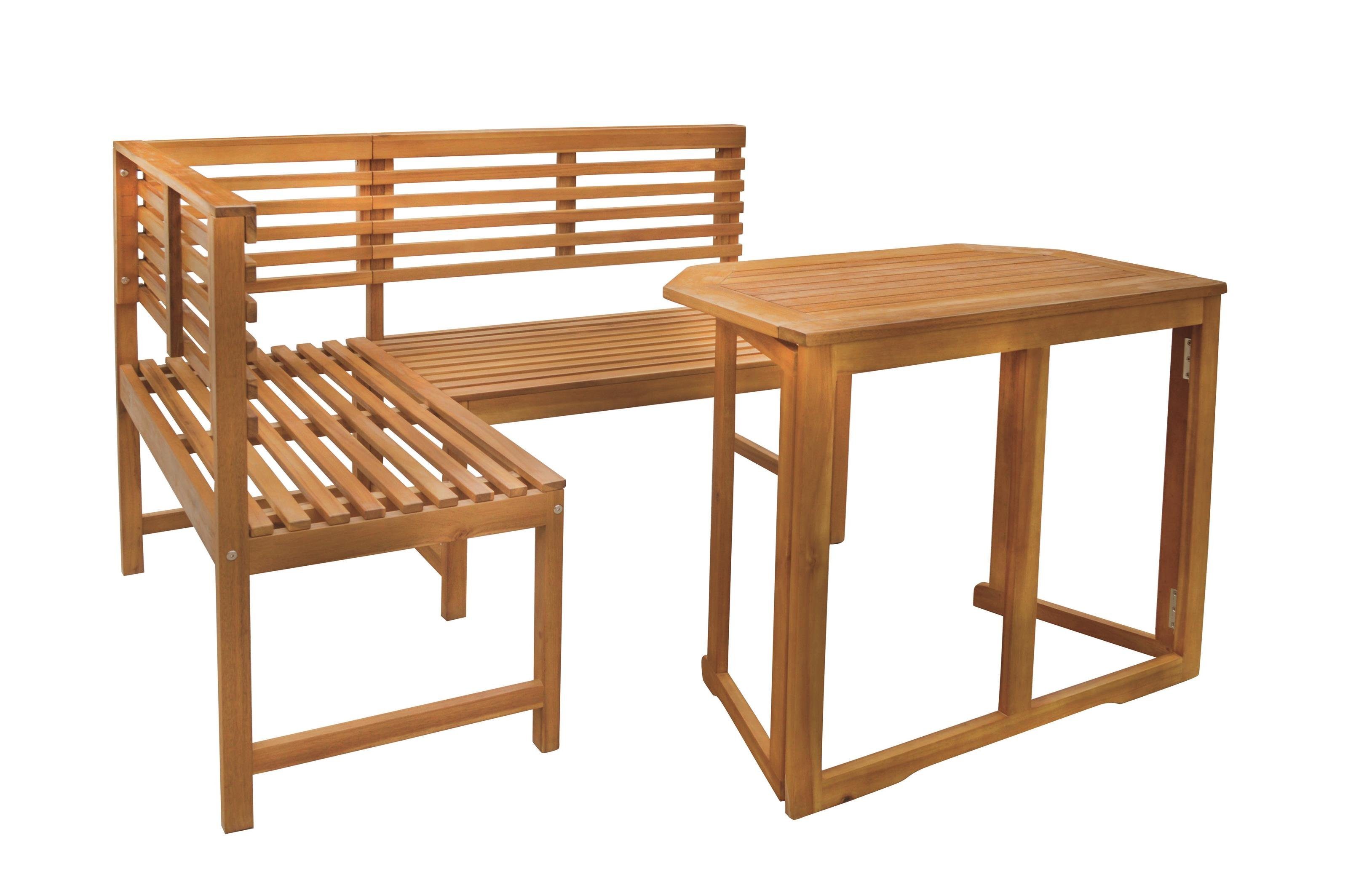 bellavista - Home&Garden® Balkonset Balkonmöbel Set Alta aus Akazienholz, ( Set, 3-tlg), Tisch platzsparend zusammenklappbar
