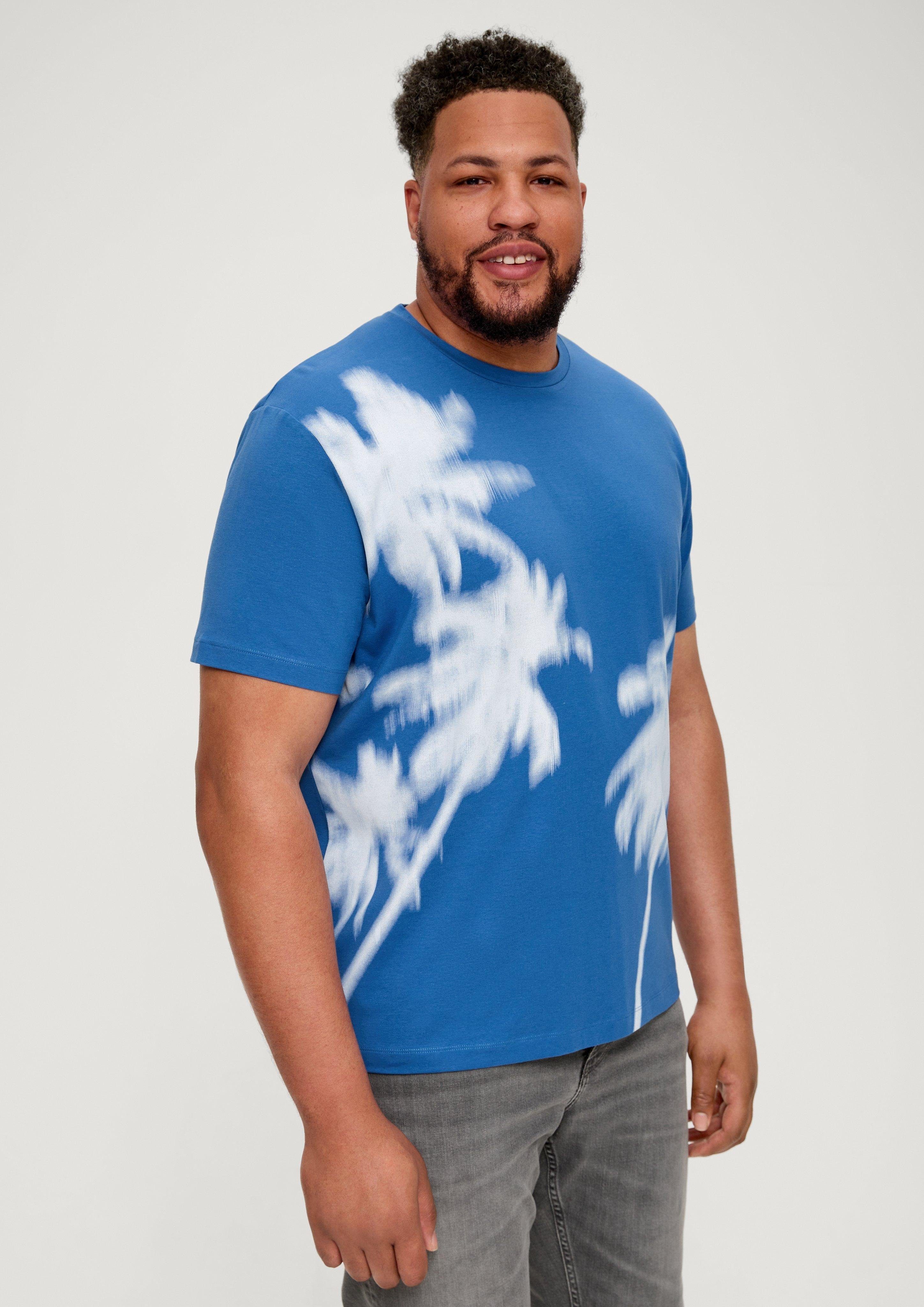 s.Oliver Kurzarmshirt T-Shirt aus Baumwollstretch blau