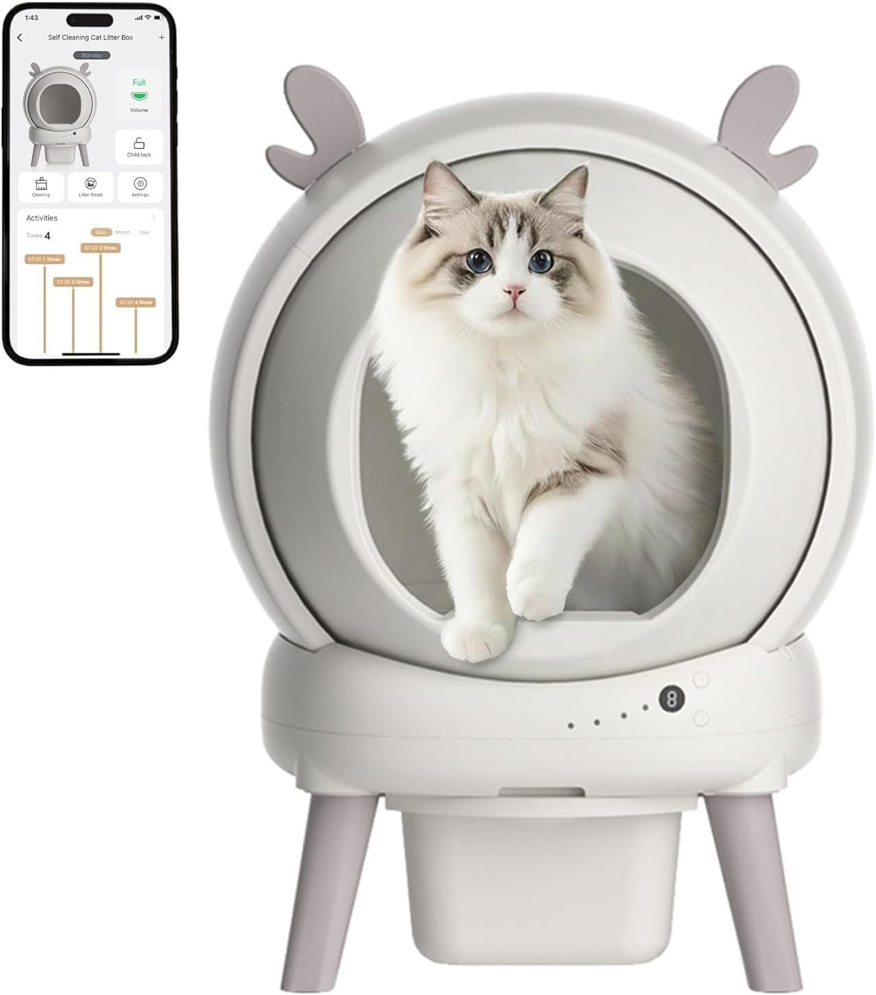 GarveeMore Katzentoilette Selbstreinigende,65L Elektrisches Katzenklo Mit 9 Sicherheitssensoren, 2.4GHz App Steuerung,Automatisches Katzenklo Einklemmschutz