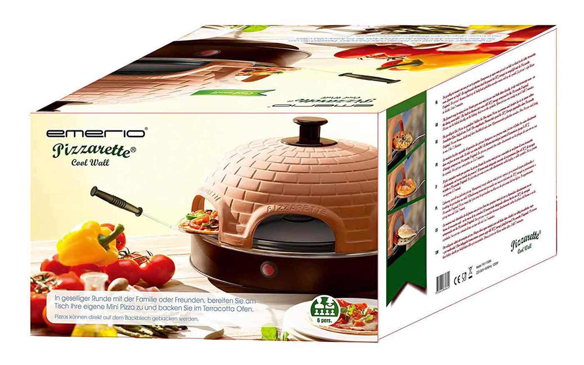 Emerio Standgrill Pizza-Ofen, PIZZARETTE PO-115984.8 für 6 Personen Mini-Pizza, 1200 W