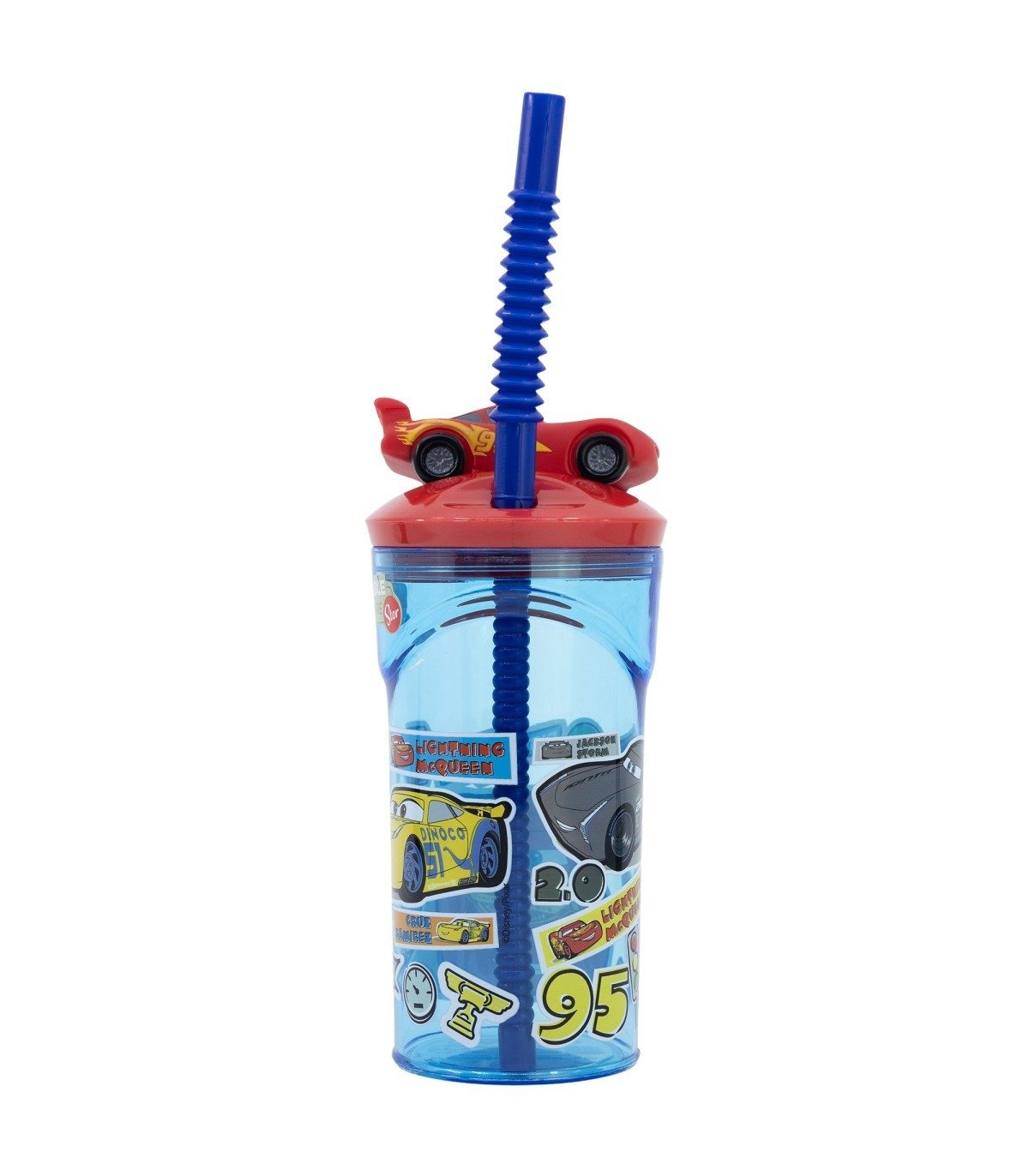 Disney Trinkflasche Cars Becher mit Strohhalm 360 ml Kinder Trinkbecher mit 3D Figur