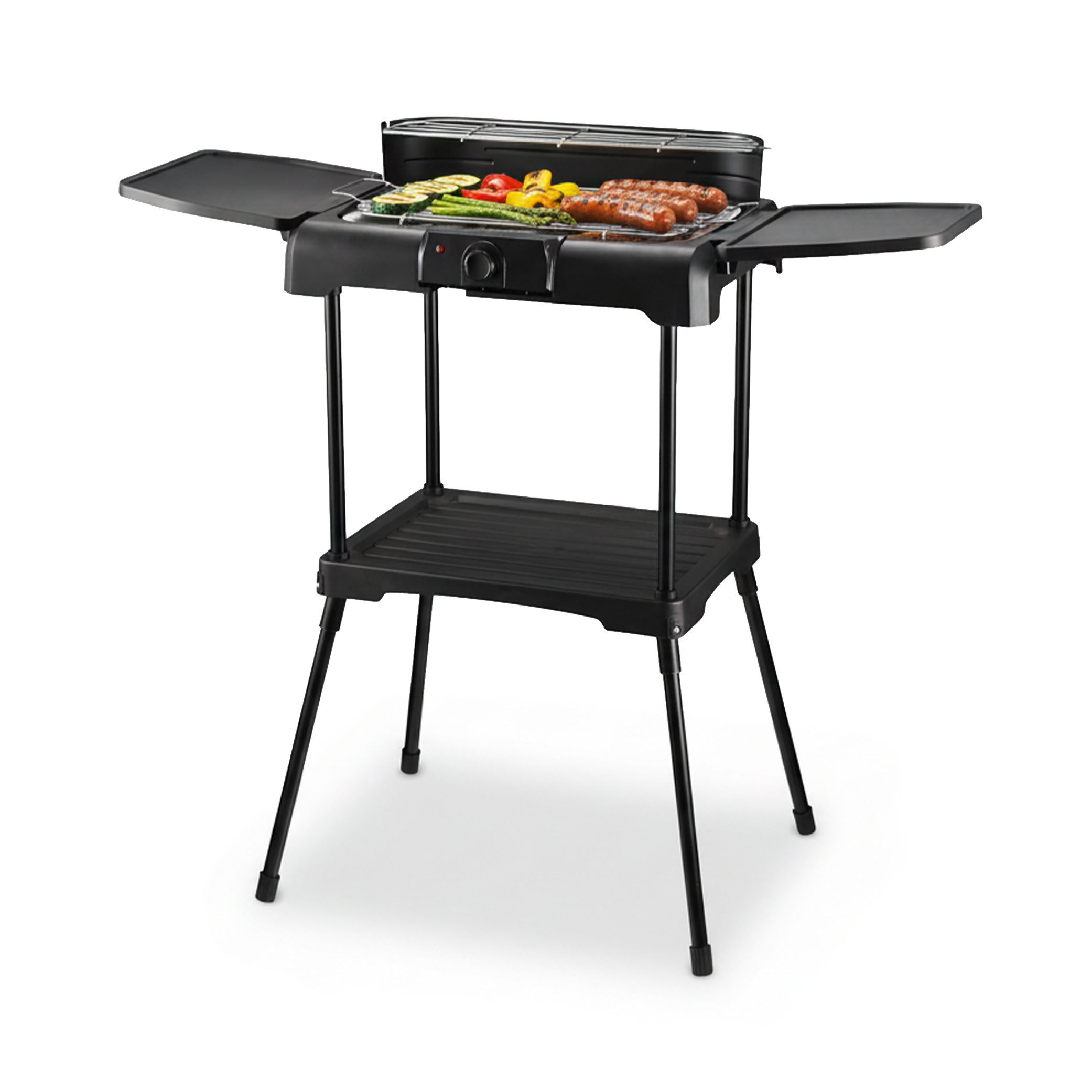 TZS FIRST AUSTRIA Elektrogrill 2200W, Standgrill mit Temperaturregler & Wärmereflektor, 2000 W, 2-in-1 Elektro-Standgrill & Tischgrill, Windschutz & IPX4 Schutz