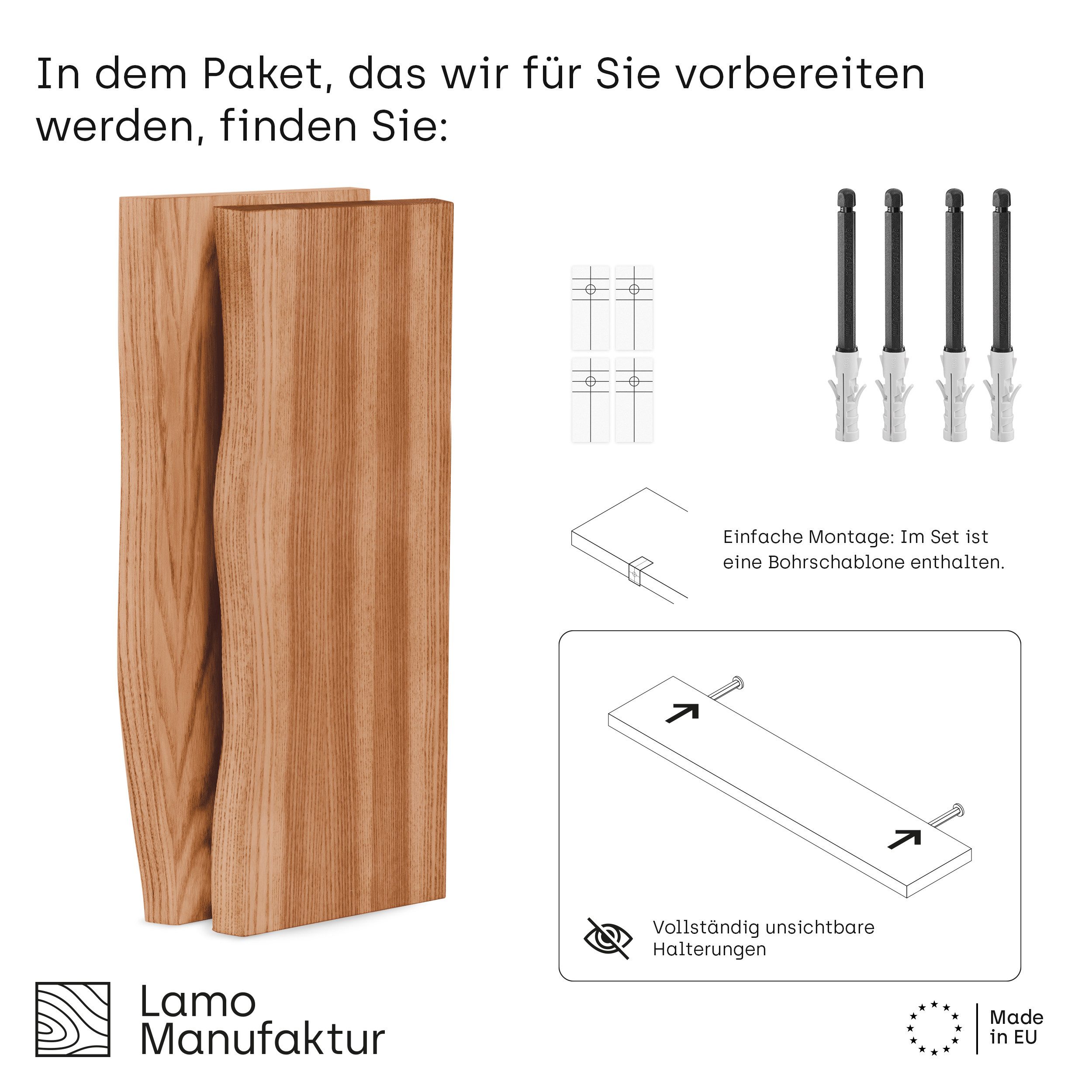 LAMO Manufaktur Wandregal LAMO Manufaktur 2 Stück Wandregal aus Holz 2x 42c günstig online kaufen