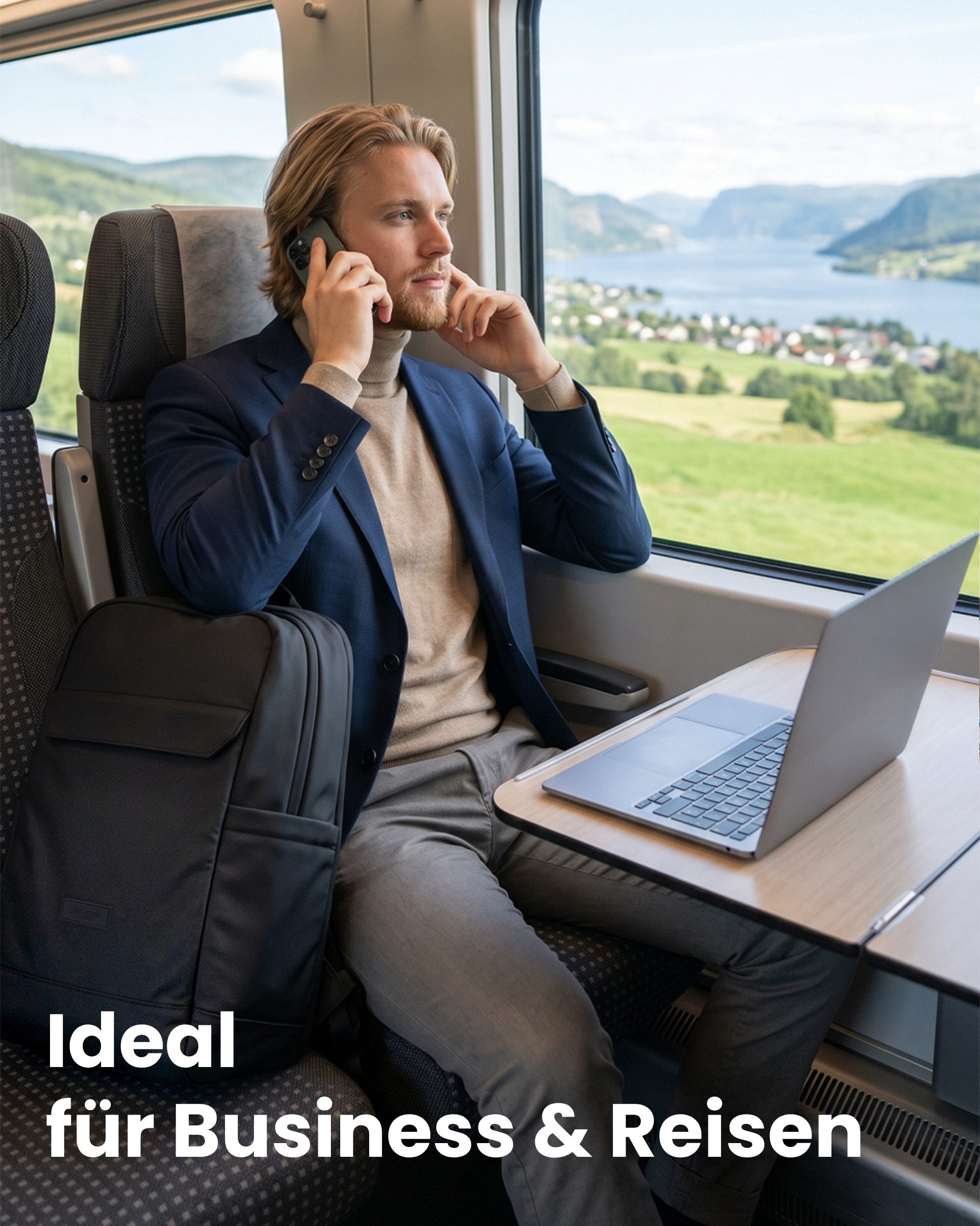 LARKSON Rucksack Bjarne Business Rucksack für Herren, Kleines Handgepäck für Geschäftsreisen, 17 Zoll Laptopfach