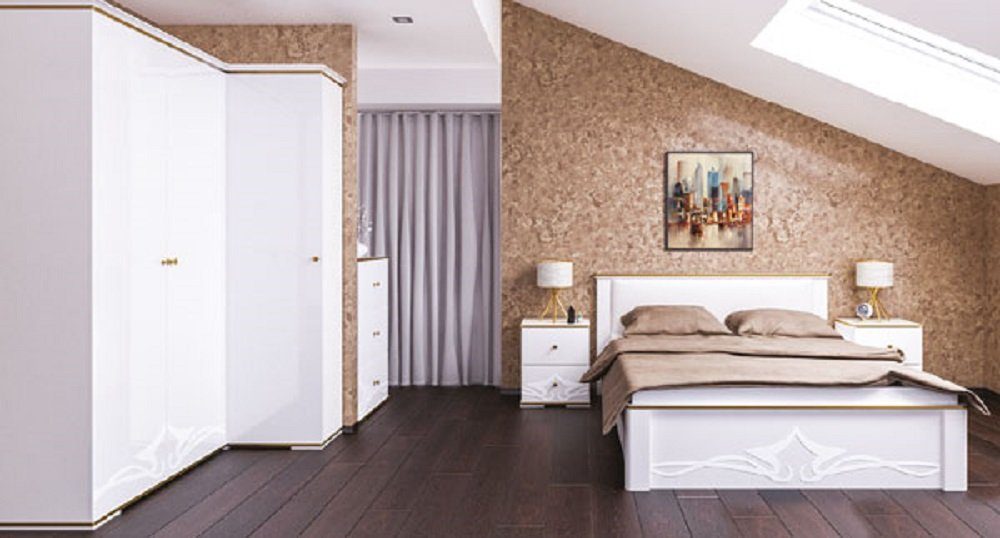 x (Set, Nachtkonsolen), cm + Bett 2 Kleiderschrank 1 Feldmann-Wohnen mit 1 Lattenrahmen 180 LIBERTI, 200 + 4-St., Schlafzimmer-Set Bett Liegefläche: