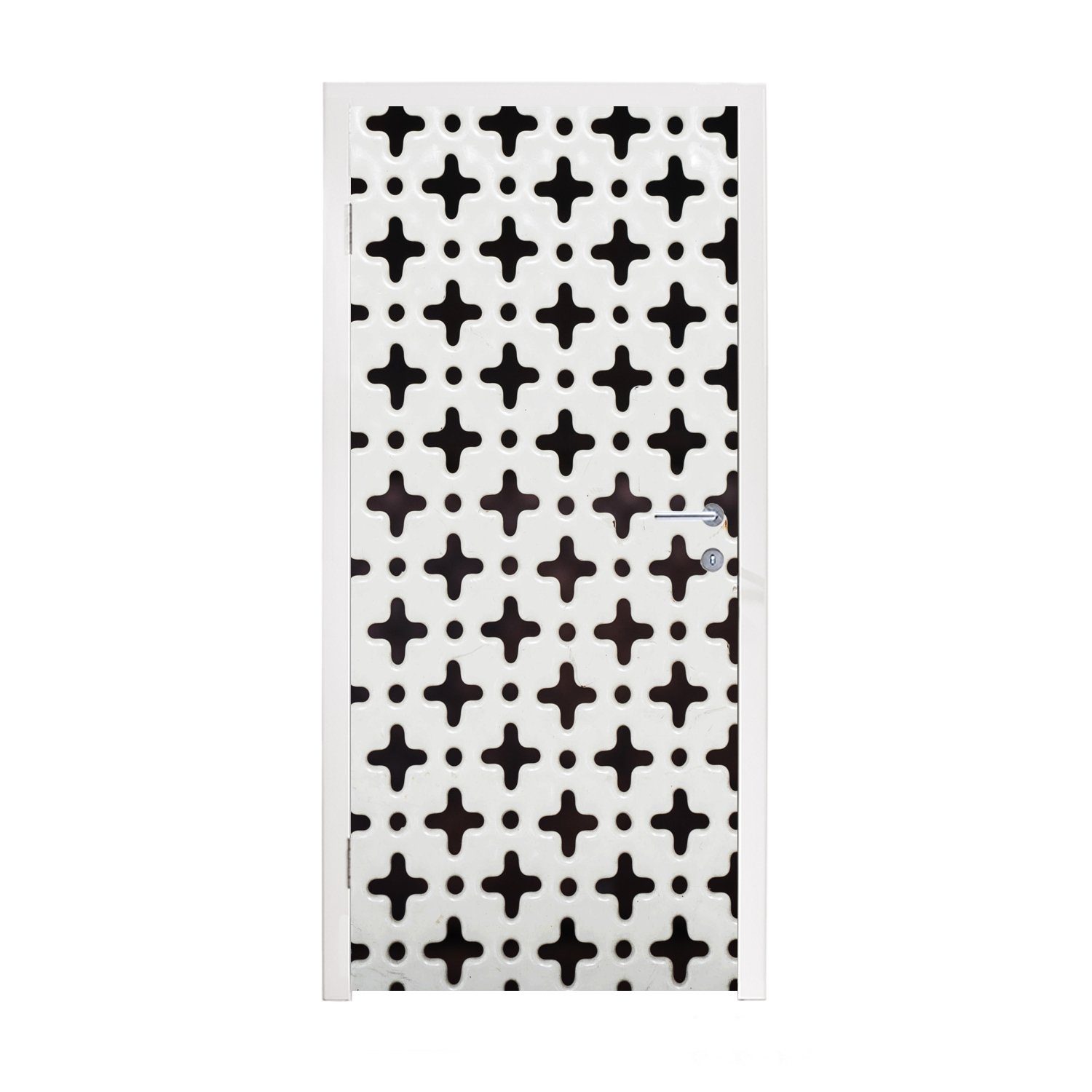 MuchoWow Türtapete Eisen - Weiß - Muster, Matt, bedruckt, (1 St), Fototapete für Tür, Türaufkleber, 75x205 cm