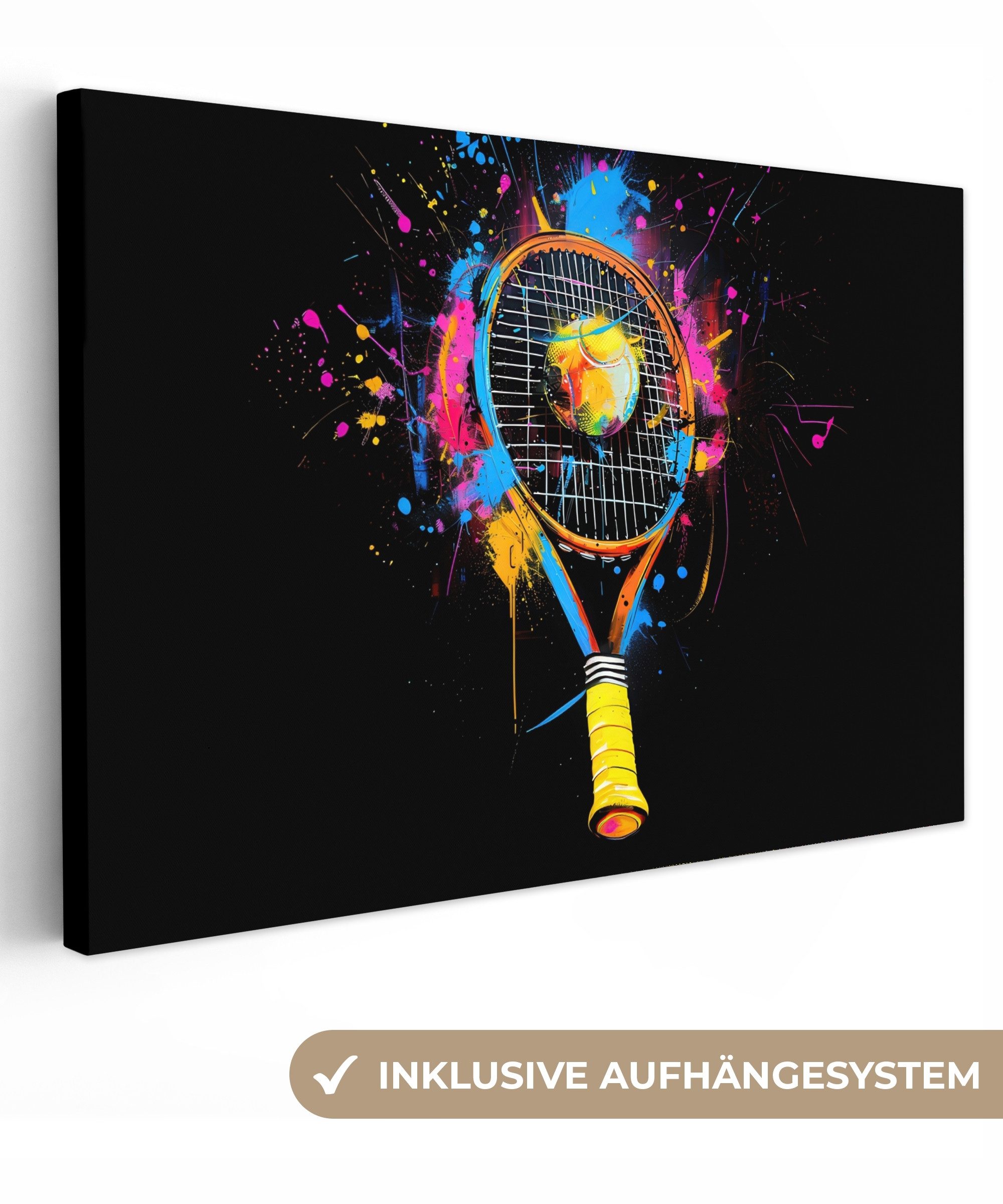 OneMillionCanvasses® Leinwandbild Graffiti - Sport - Tennis - Rakete - Ball günstig online kaufen