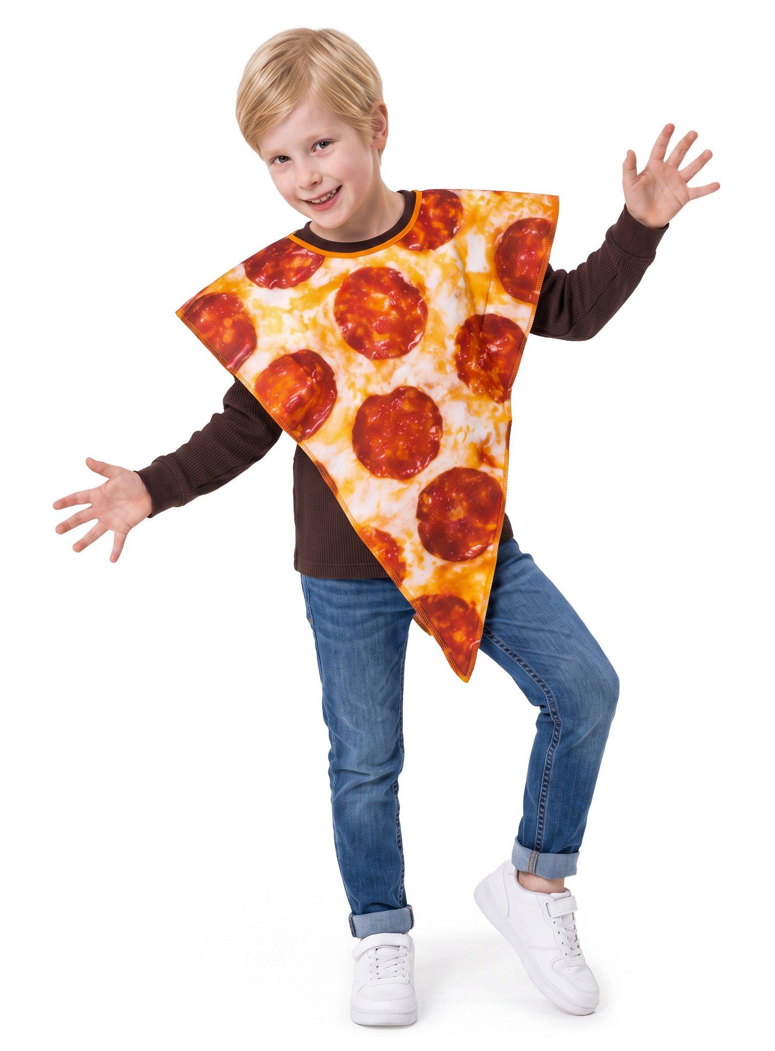 Maskworld Lebensmittel-Kostüm Pizza Stück - Karneval Faschingskostüm Kinder, Die Kleinen kriegen auch ein Stück: Pizza zum Anziehen