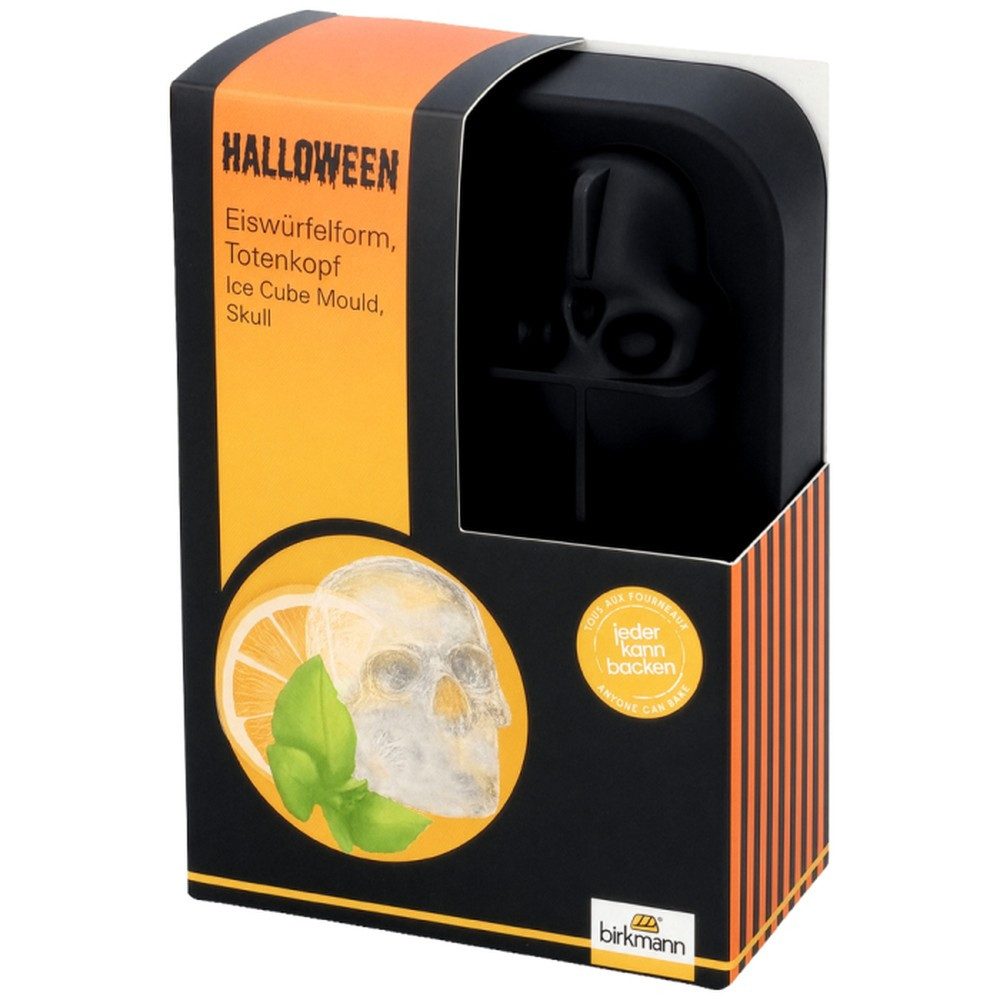 RBV Birkmann Eiswürfelform Silikonform Totenkopf für 4 Stück Halloween Backform, Zum Backen und Einfrieren geeignet