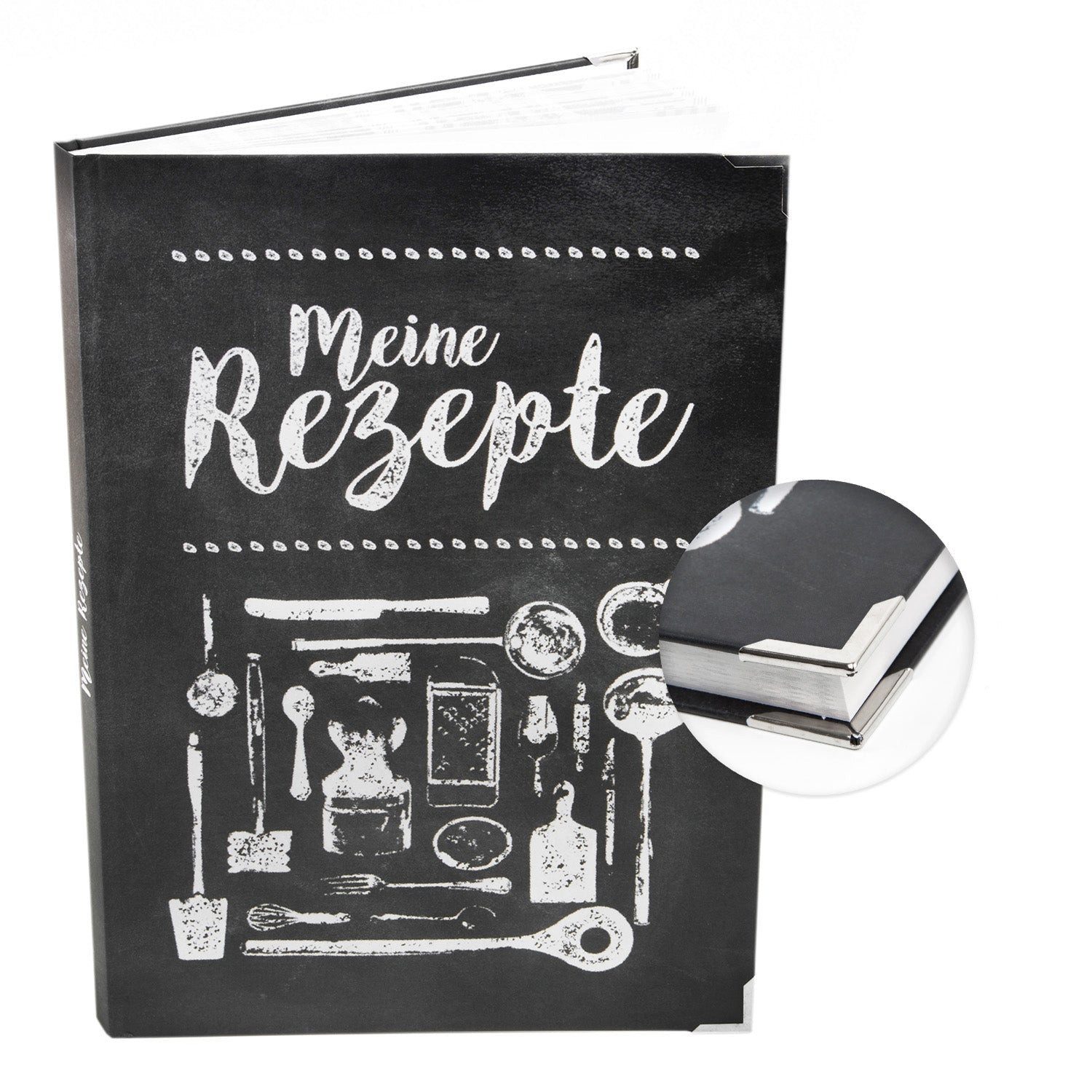 Logbuch-Verlag Notizbuch Geschenk-SET Rezeptbuch zum Selberschreiben LEDER-NOSTALGIE Look braun
