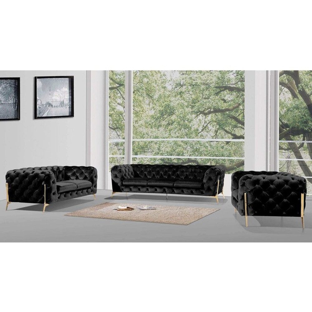 S-Style Möbel Polstergarnitur Ashley 3+2+1, Chesterfield mit Goldenen Metal günstig online kaufen