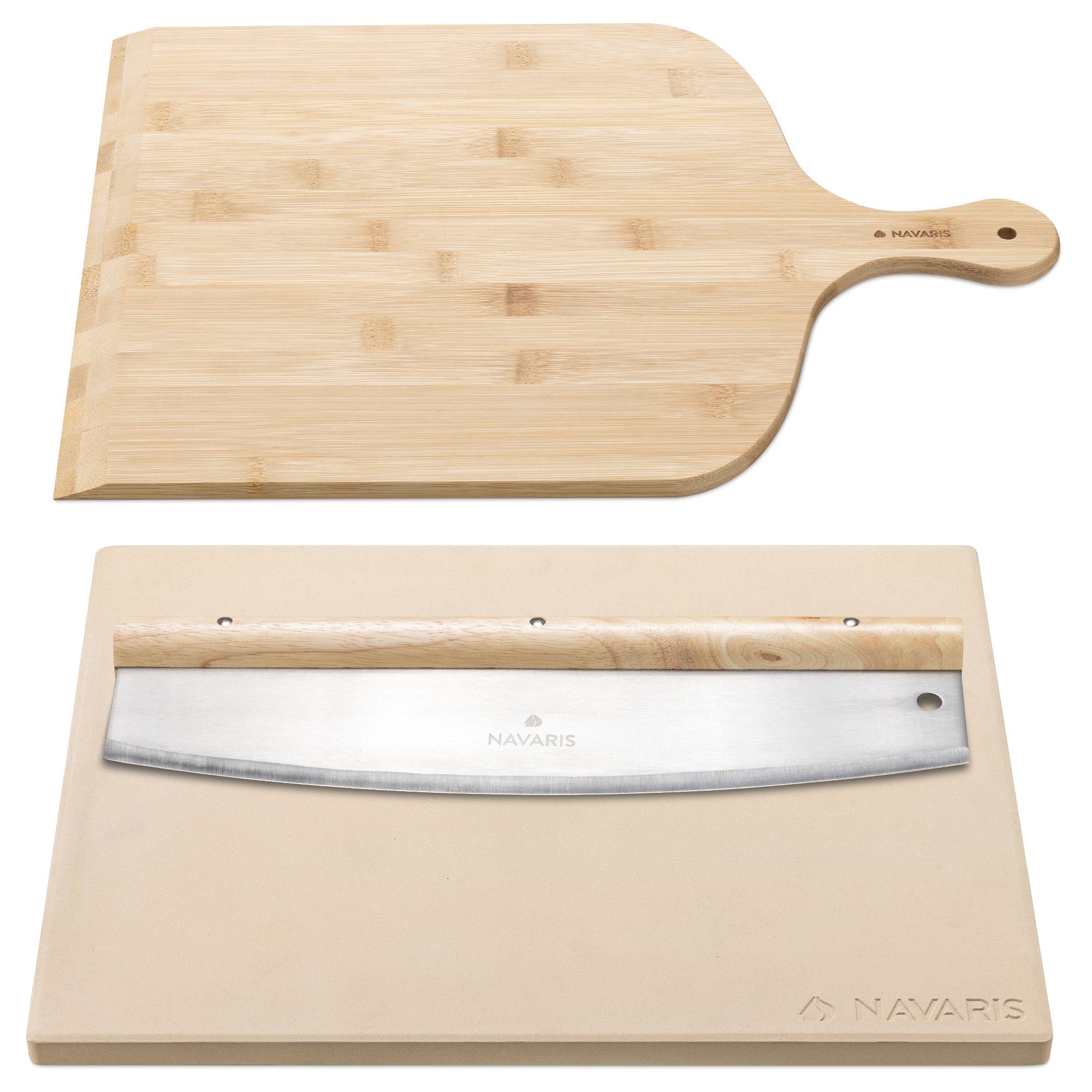 Backstein Pizzastein für Backofen Grill - 38x30cm - mit Zubehör und Rezeptbuch