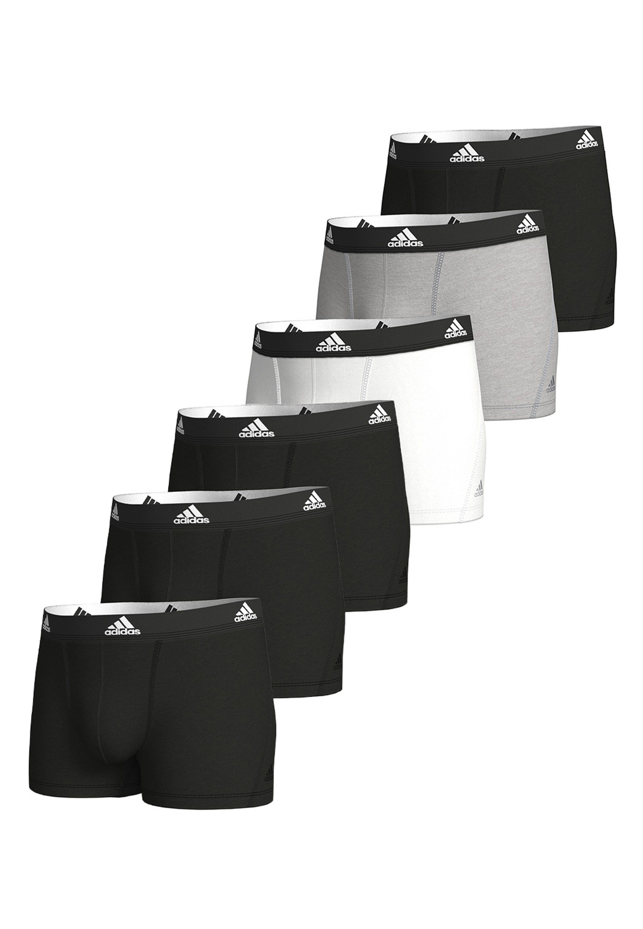 adidas Sportswear Retro Boxer 6er Pack Active Flex Cotton (Spar-Set, 6-St) Retro Short / Pant - Baumwolle - Ohne Eingriff - Schwarz / Grau / Weiß (MX3)