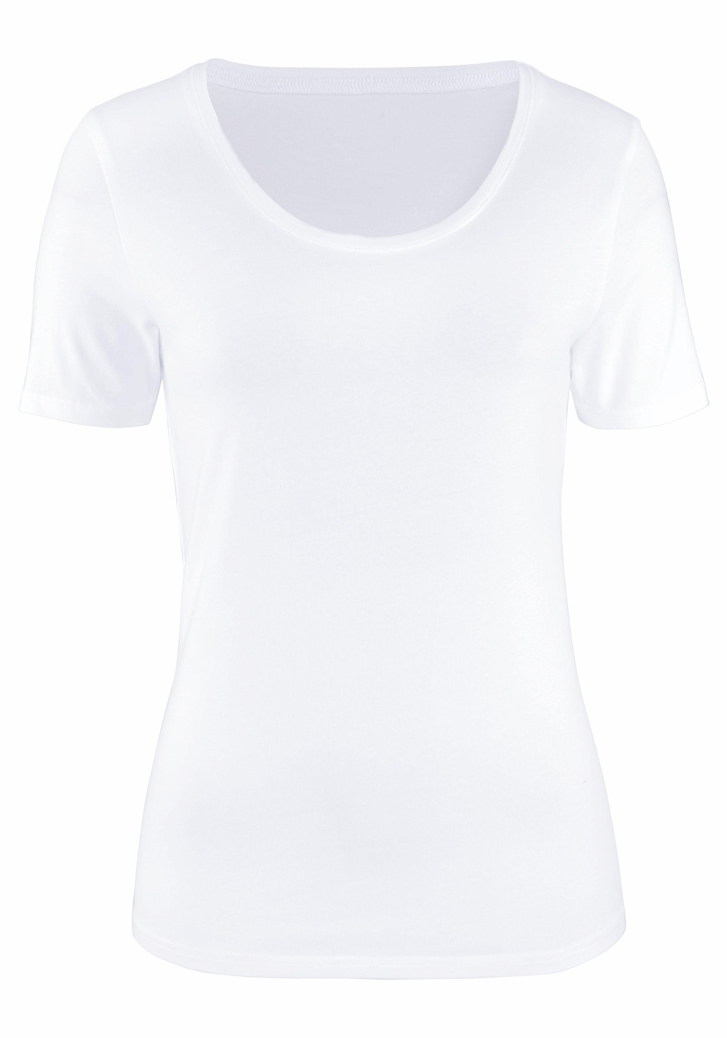 elastischer Vivance (2er-Pack) Kurzarmshirt Baumwoll-Qualität aus weiß