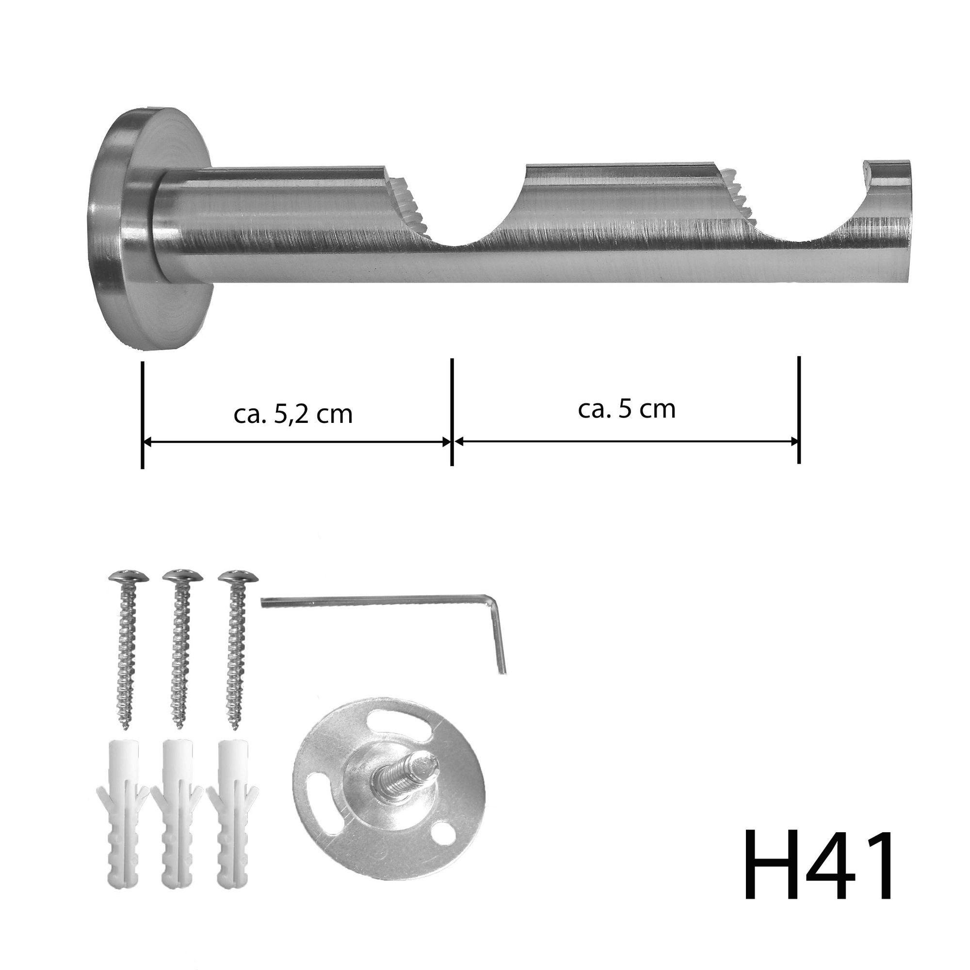 BASIT Gardinenstange Edelstahloptik 20mm mit Wandträgern 120 cm E39, Ø 20 m günstig online kaufen