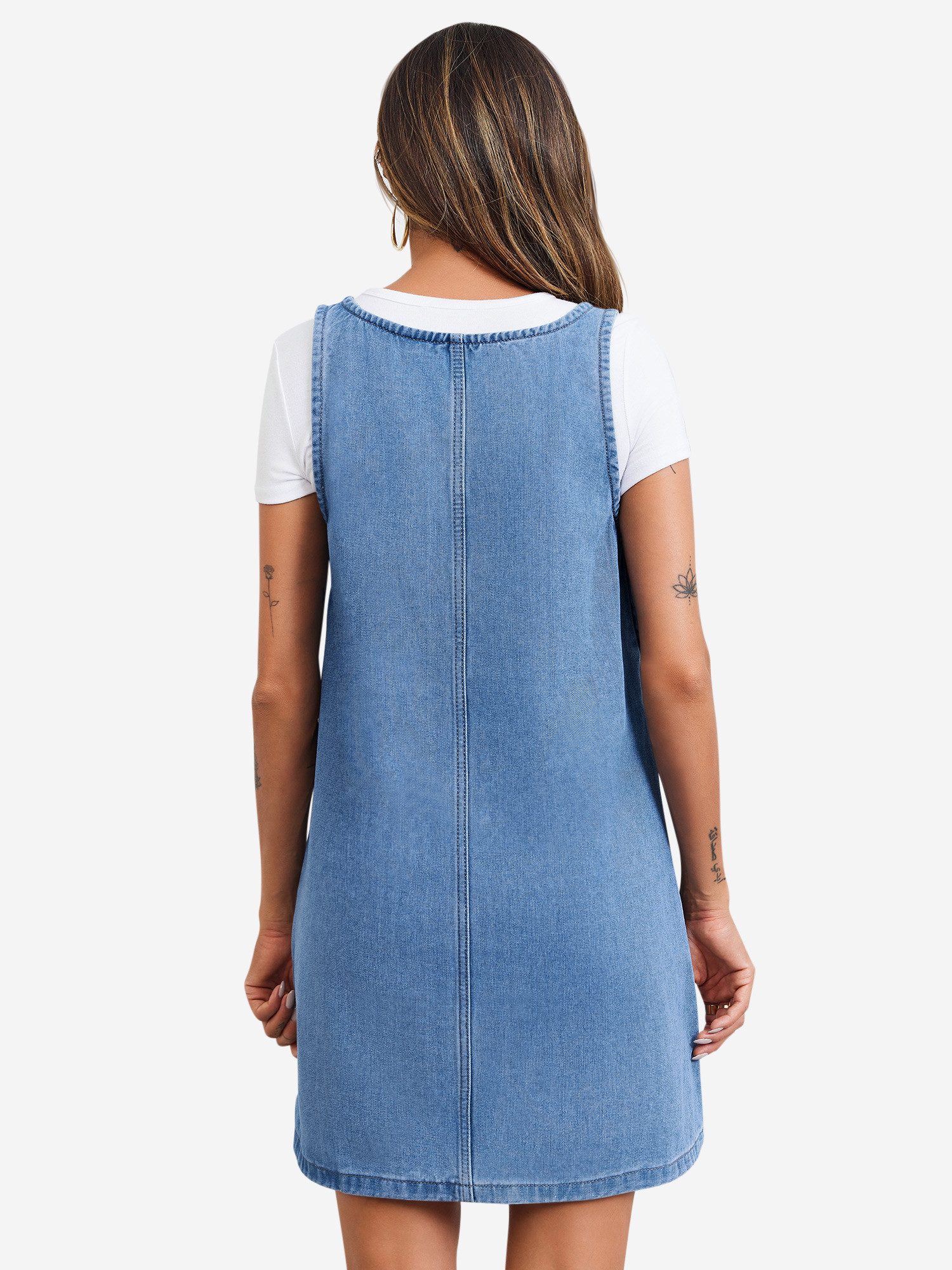 Imily Bela Jeanskleid Ärmellose Kleid mit Rundhals (Packung, 1-tlg., 1per-Pack) mit Eingrifftaschen – Bild 2 von 5