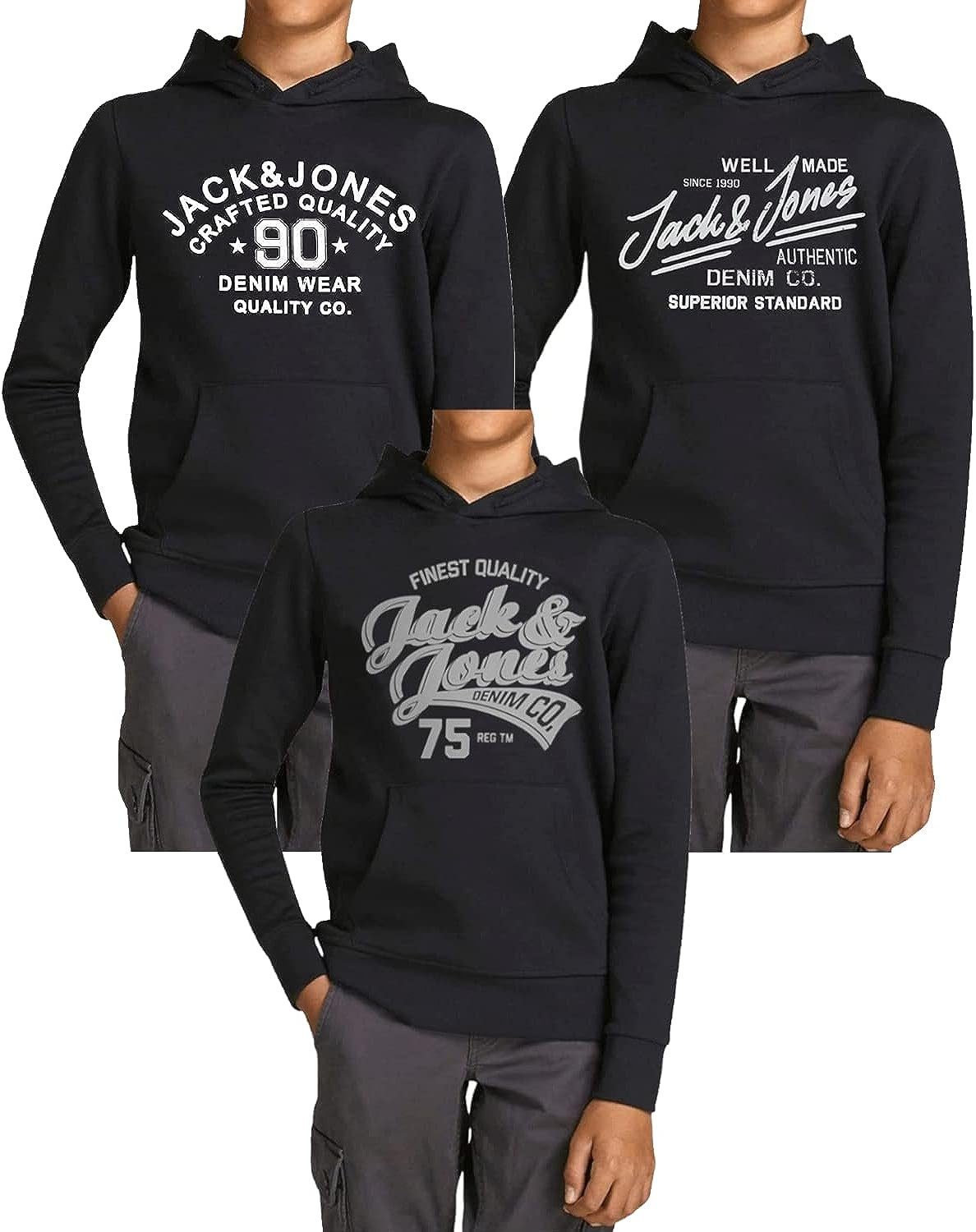 Jack & Jones Junior Kapuzensweatshirt (Spar Set, 3er Pack) mit Printdruck und Kängurutasche im 3er Pack 3er Hoodie Mix 7