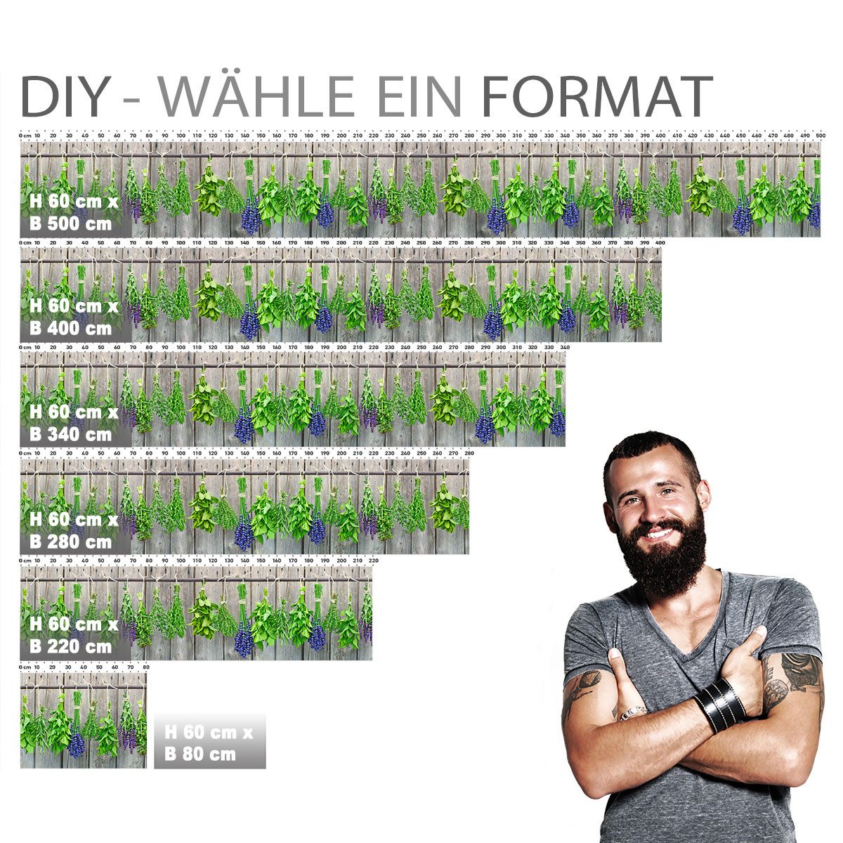 Stickerprofis Küchenrückwand MEDITERRANE KRÄUTER (Glasoptik), (Premium), 1,5mm, selbstklebend, hält auf besonders vielen Öberflächen