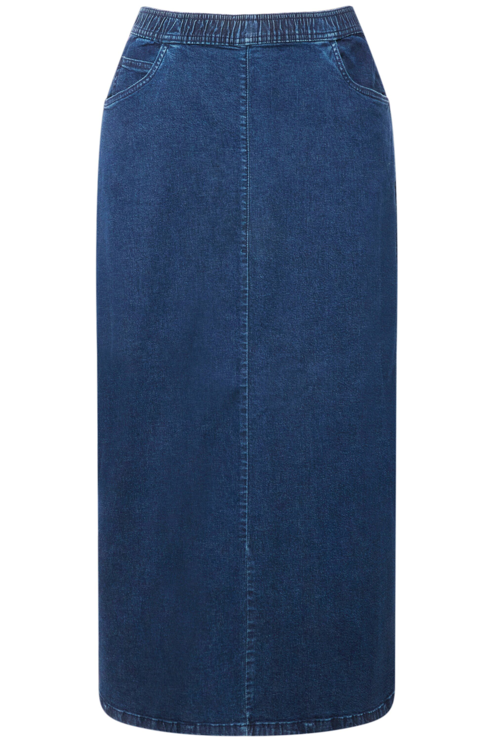 Ulla Popken Jeansrock Jeans-Rock ausgestellt Elastikbund