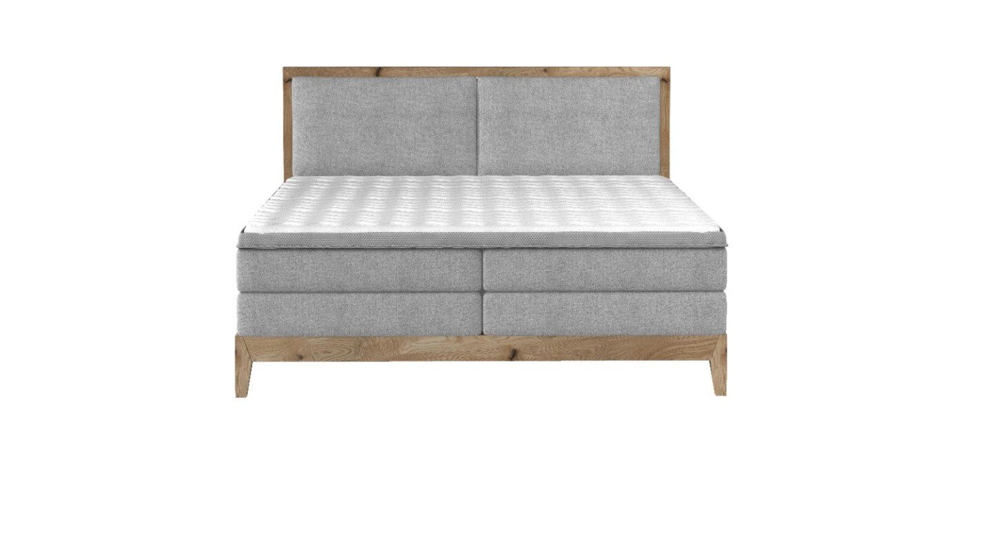 Sofa Dreams Boxspringbett Lille, Webstoff, grau, 160 x 200 cm, mit Topper, zwei Matratzen