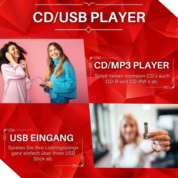 Cyberlux »CL-2100« tragbarer CD-Player (CD, Kinder CD Player tragbar, Boombox, Musikbox, FM Radio mit MP3 USB, mit Fernbedienung)