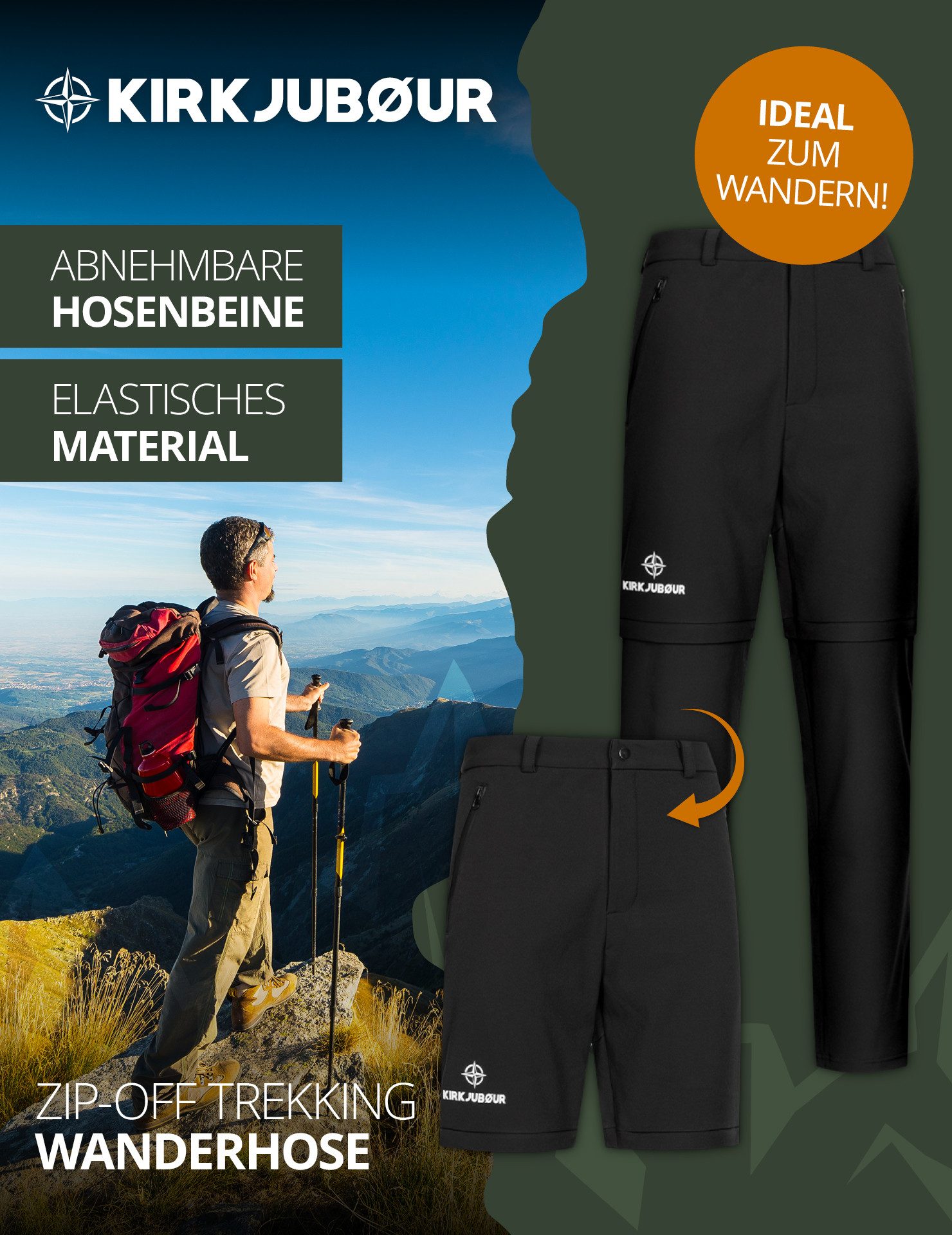 KIRKJUBOUR Trekkinghose Zip Off günstig online kaufen