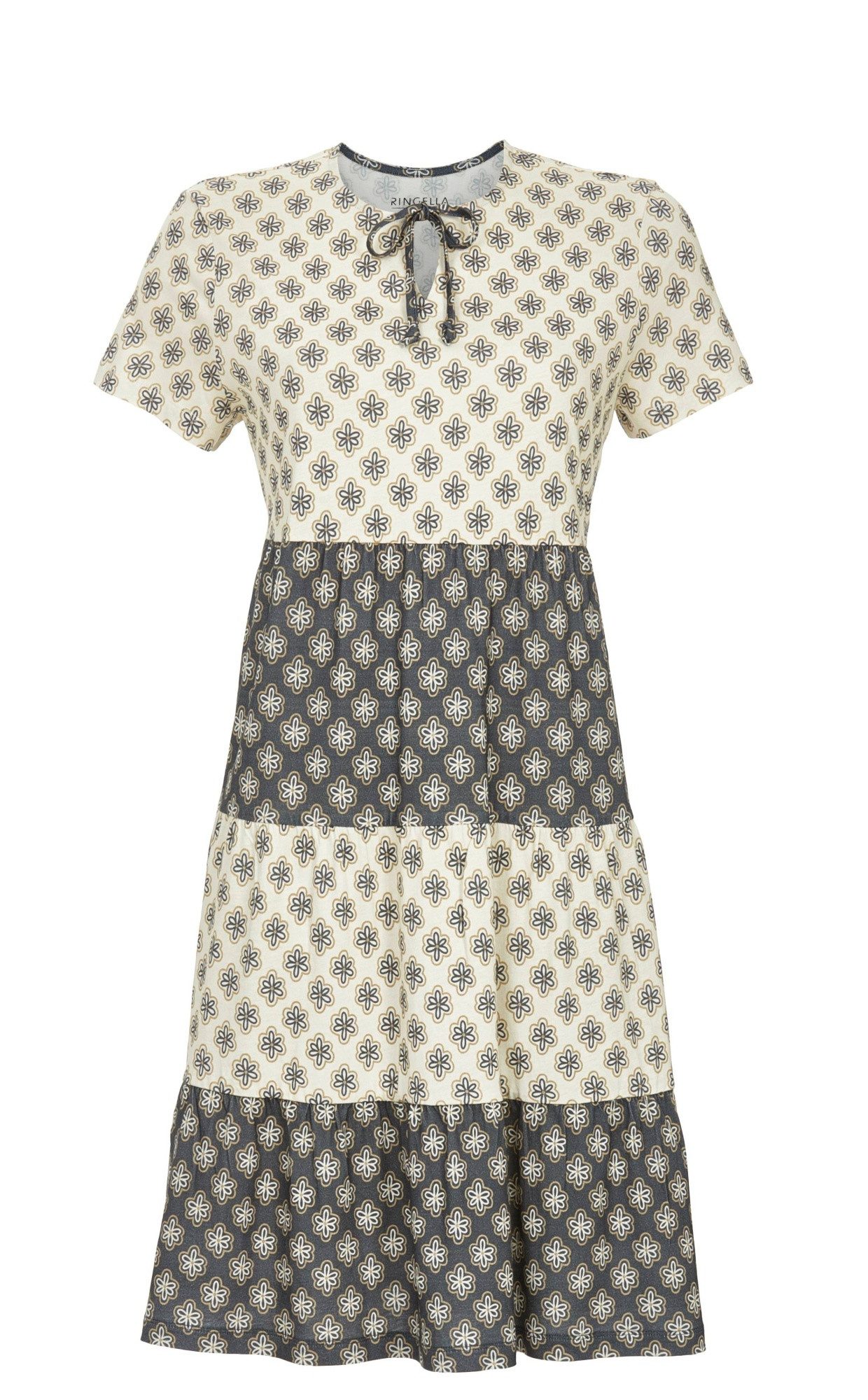 Ringella Sommerkleid im Stufenlook und Ausschnitt mit Kordel Baumwolle/Modal