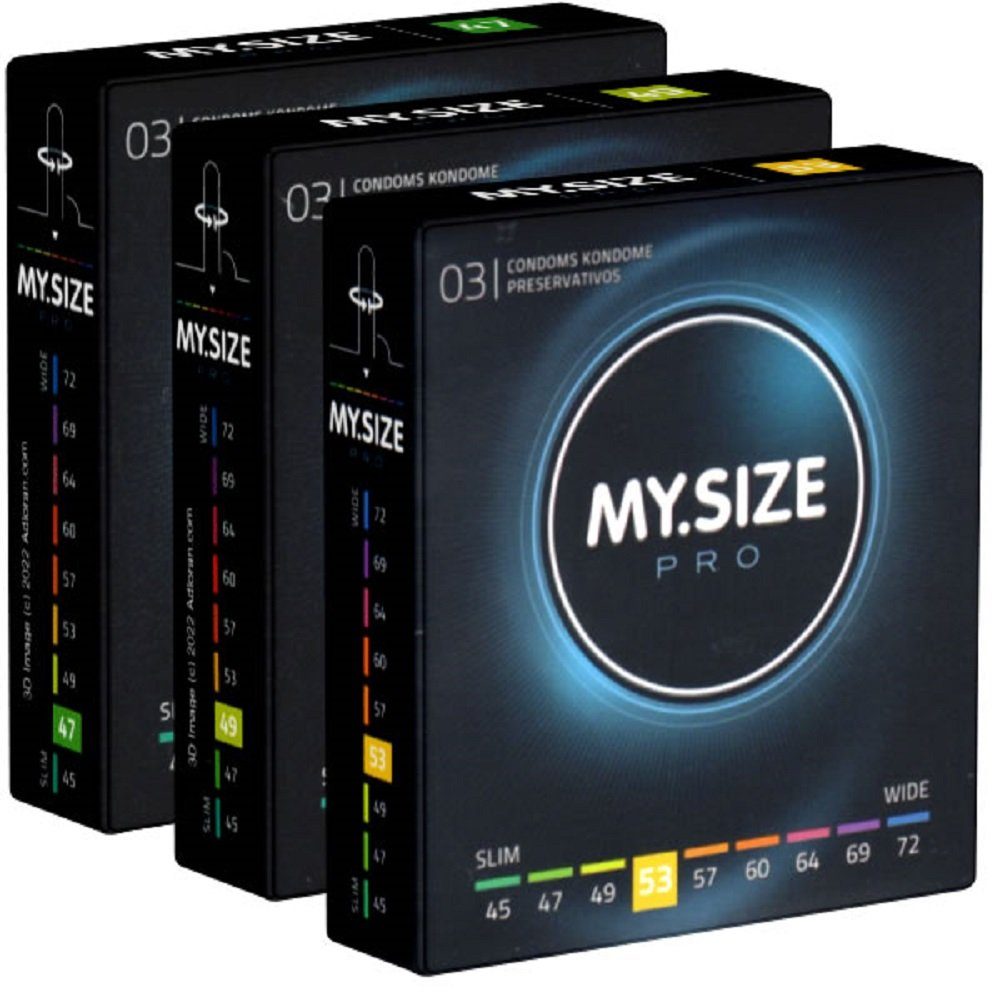 Kondome PRO «Probierset S» (47mm, 49mm, 53mm)