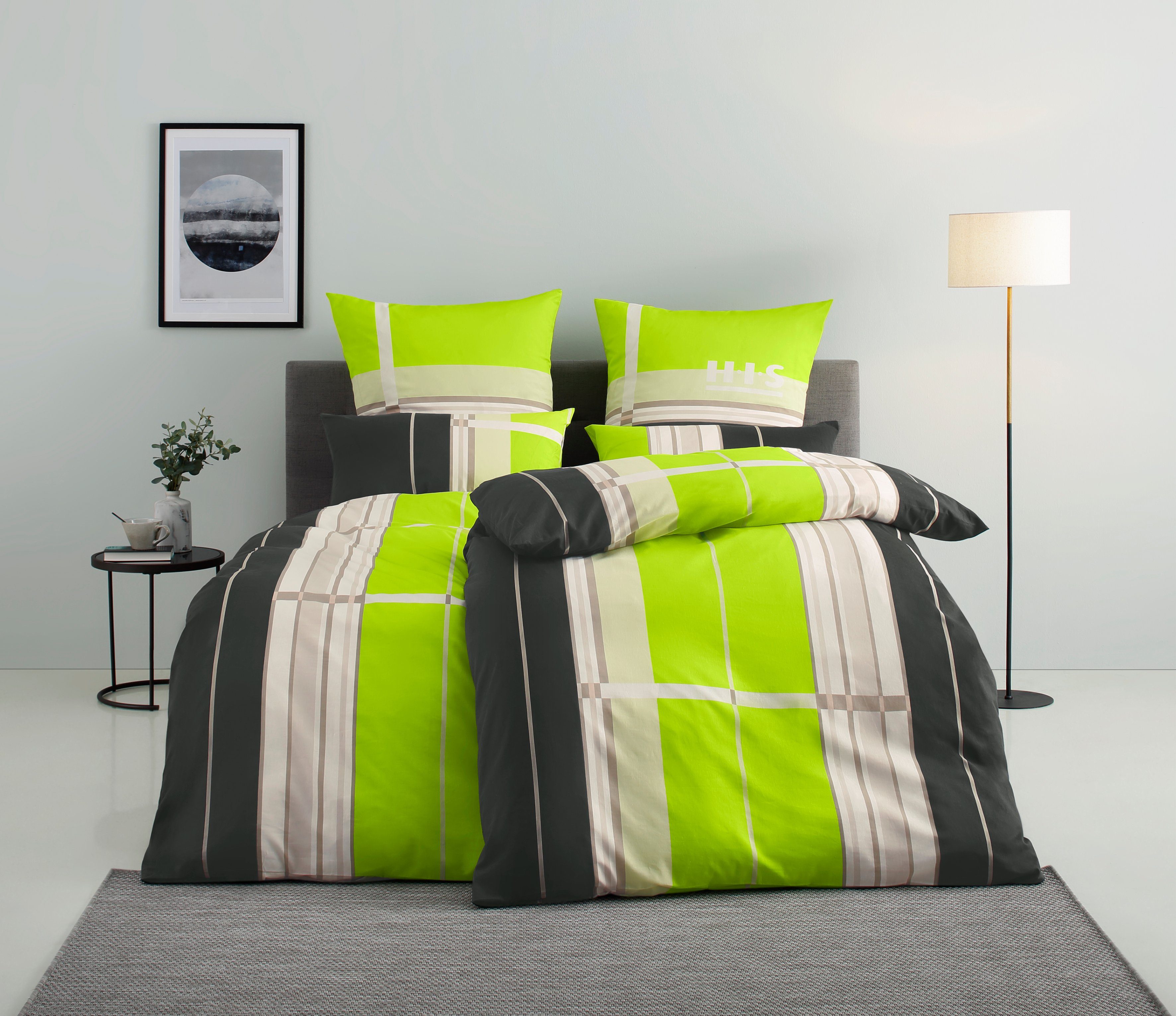 OTTO home Bettwäsche Golfi in Gr. 135x200 oder 155x220 cm, Linon, 2 teilig, sportliche Streifen Bettwäsche aus Baumwolle, Marke H.I.S by OTTO home