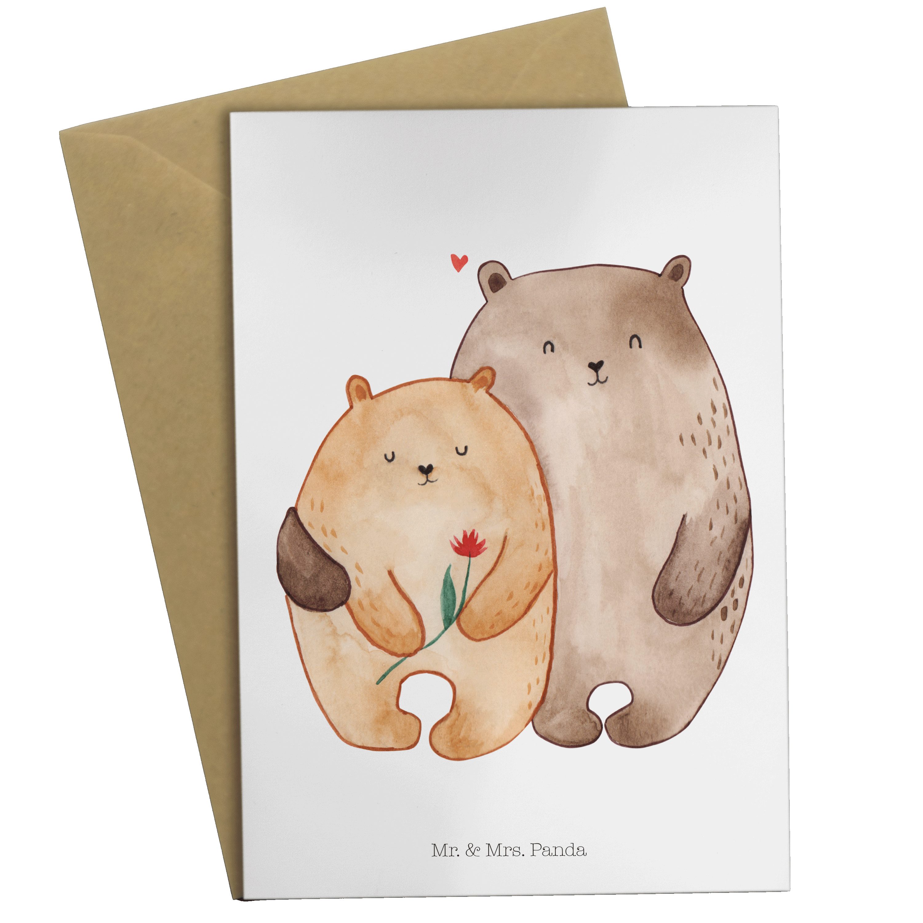 Mr. & Mrs. Panda Grußkarte Bären Liebe - Weiß - Geschenk, Einladungskarte, Freund, Bärchen, Heir