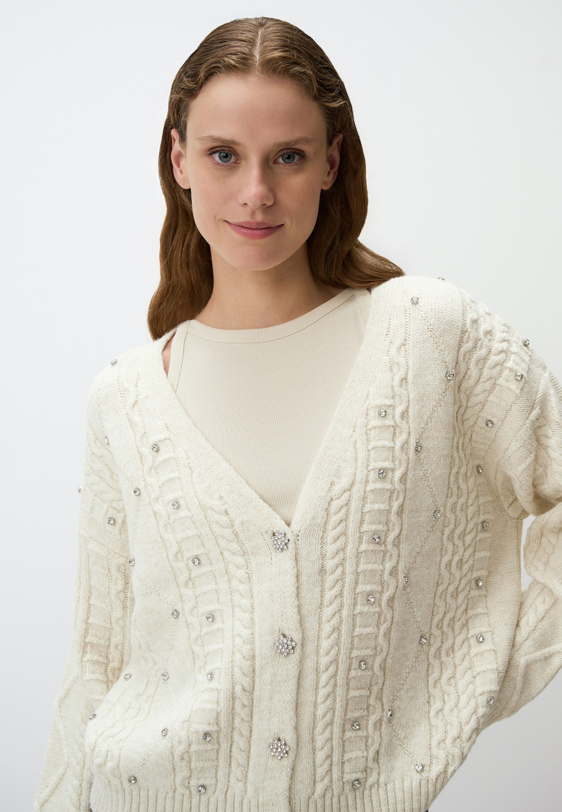V-Ausschnitt-Pullover V-Ausschnitt Langärmlig Cardigan