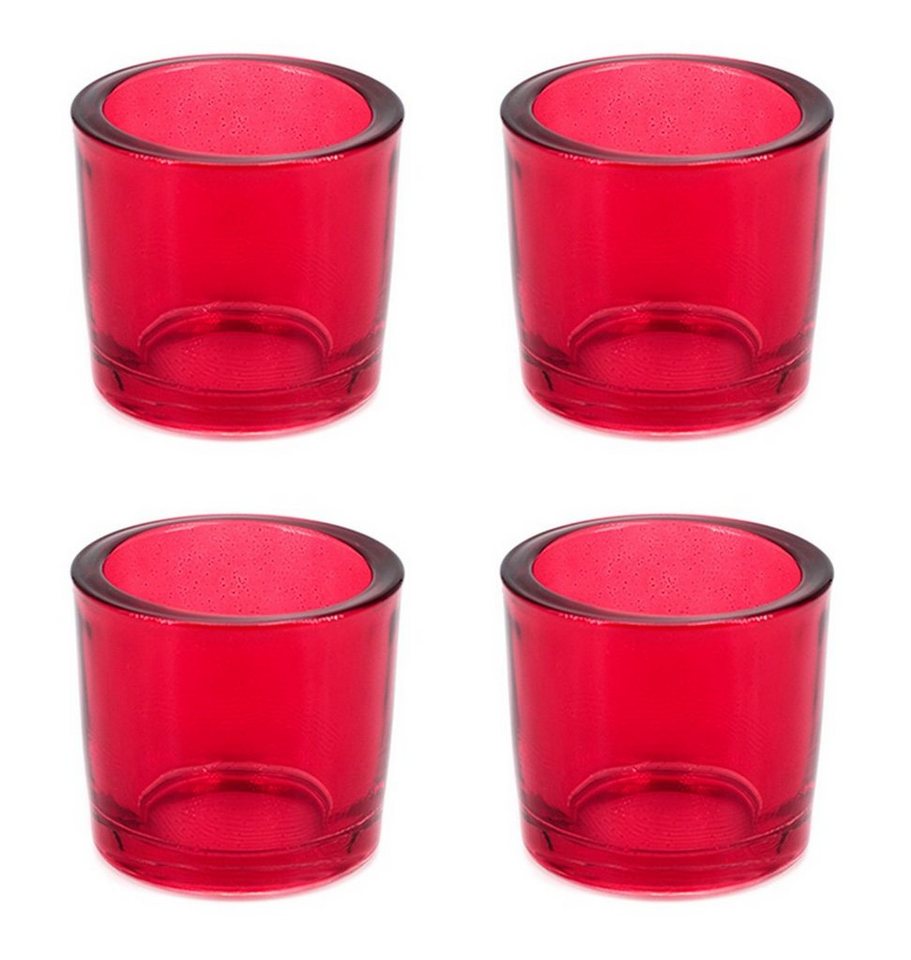 Creativery Teelichthalter, Teelichthalter Glas 6,5x6cm rot 4er Set