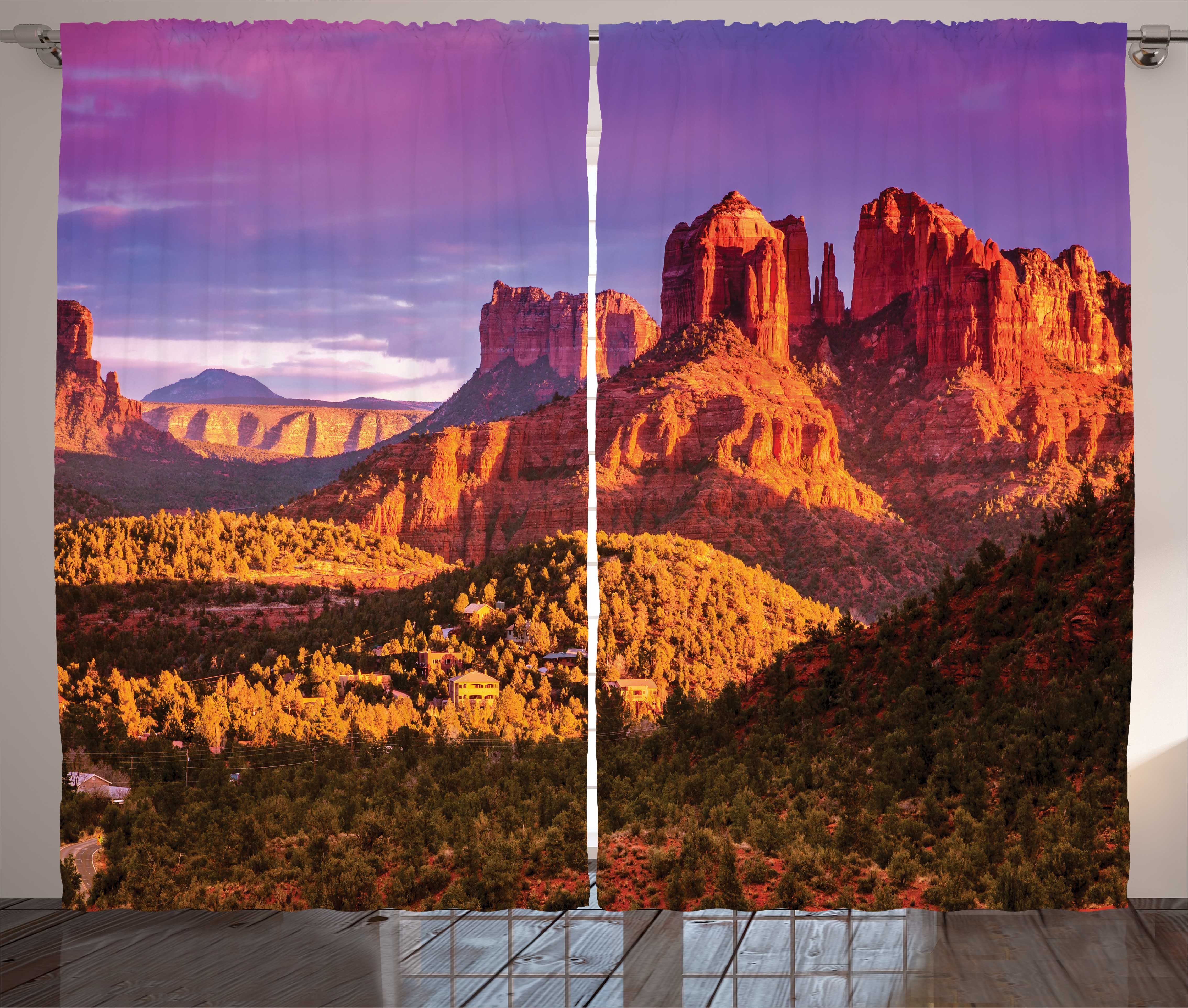 Gardine Schlafzimmer Kräuselband Vorhang mit Schlaufen und Haken, Abakuhaus, Arizona Cliffs Rock und Violet Sky