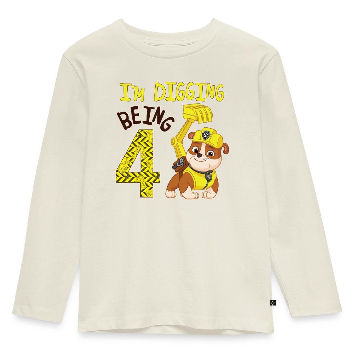 T-Shirt Paw Patrol Rubble 4. Geburtstag Kinder Premium Langarmshirt