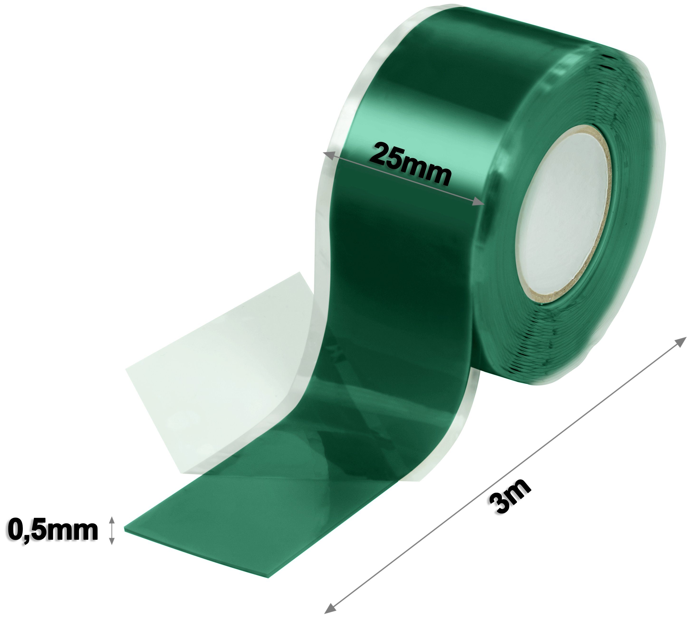 Isolierband vulkanisierend, (1-St) 25mm, und Dichtband grün 3m Abdichtband x Silikonband Poppstar Selbstverschweißendes