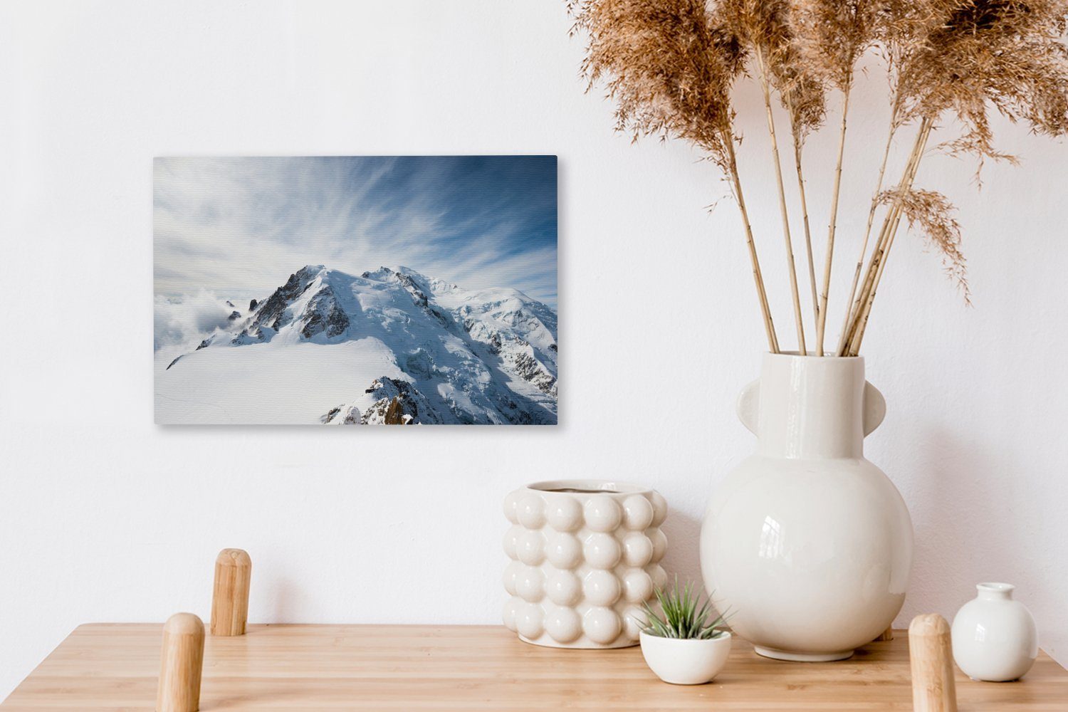 cm Himmel, Blanc Leinwandbilder, St), Aufhängefertig, Leinwandbild Verschneiter Wandbild (1 mit schönem Mont OneMillionCanvasses® Wanddeko, 30x20
