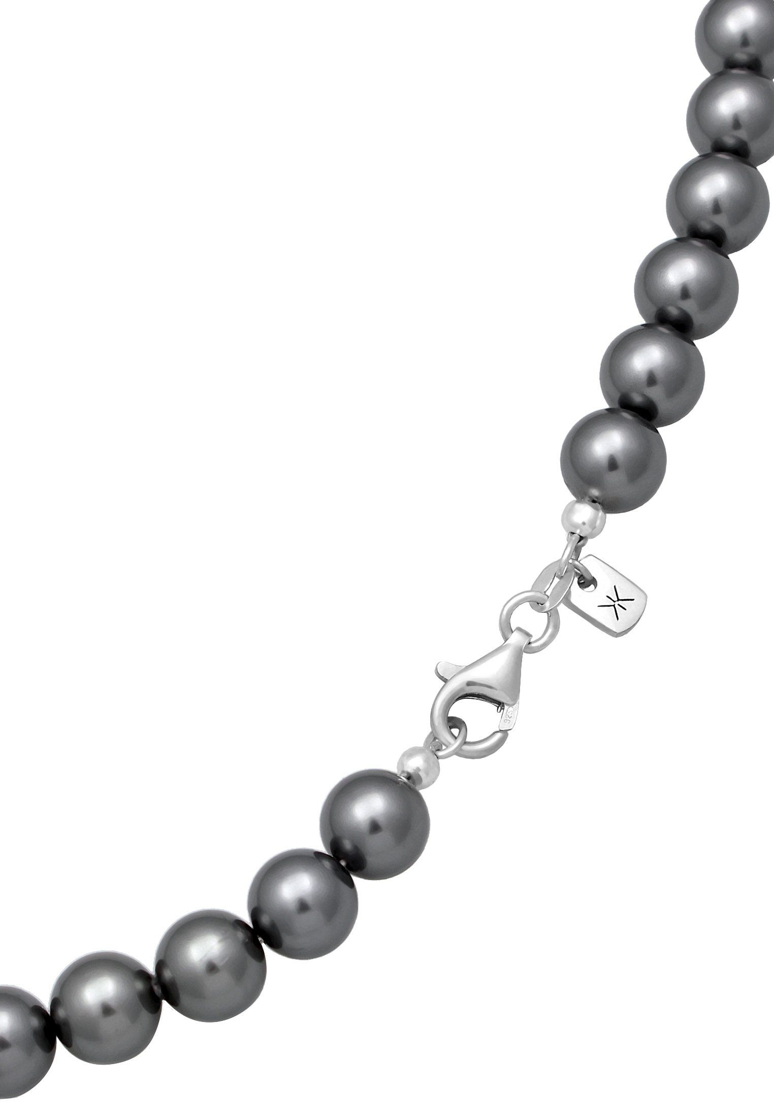 Kuzzoi Silberkette Herren Perlenkette 925 Perlen Silber synthetische