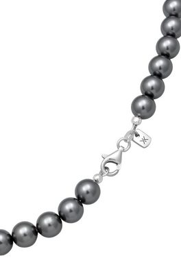 Kuzzoi Silberkette Herren Perlenkette synthetische Perlen 925 Silber