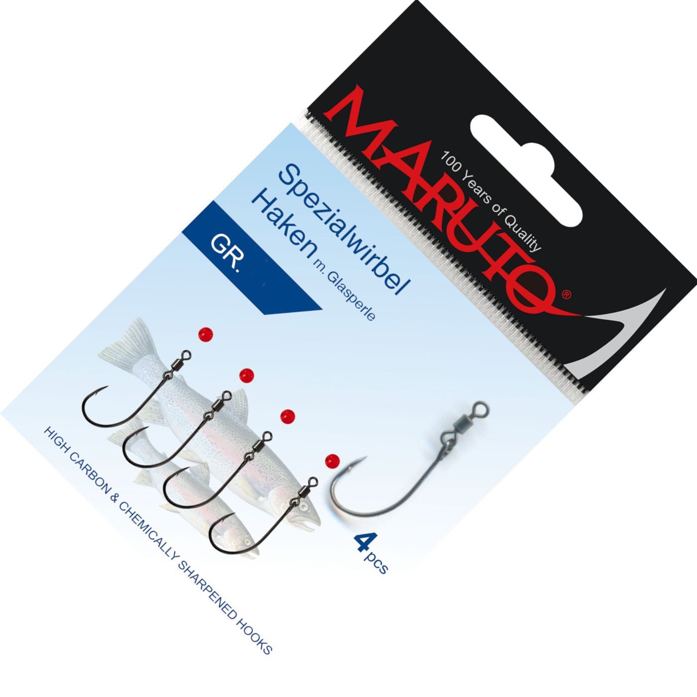 Maruto Schnurverbinder Maruto Spezialwirbel Haken + Perle - 4 Spoonhaken, (1-St)