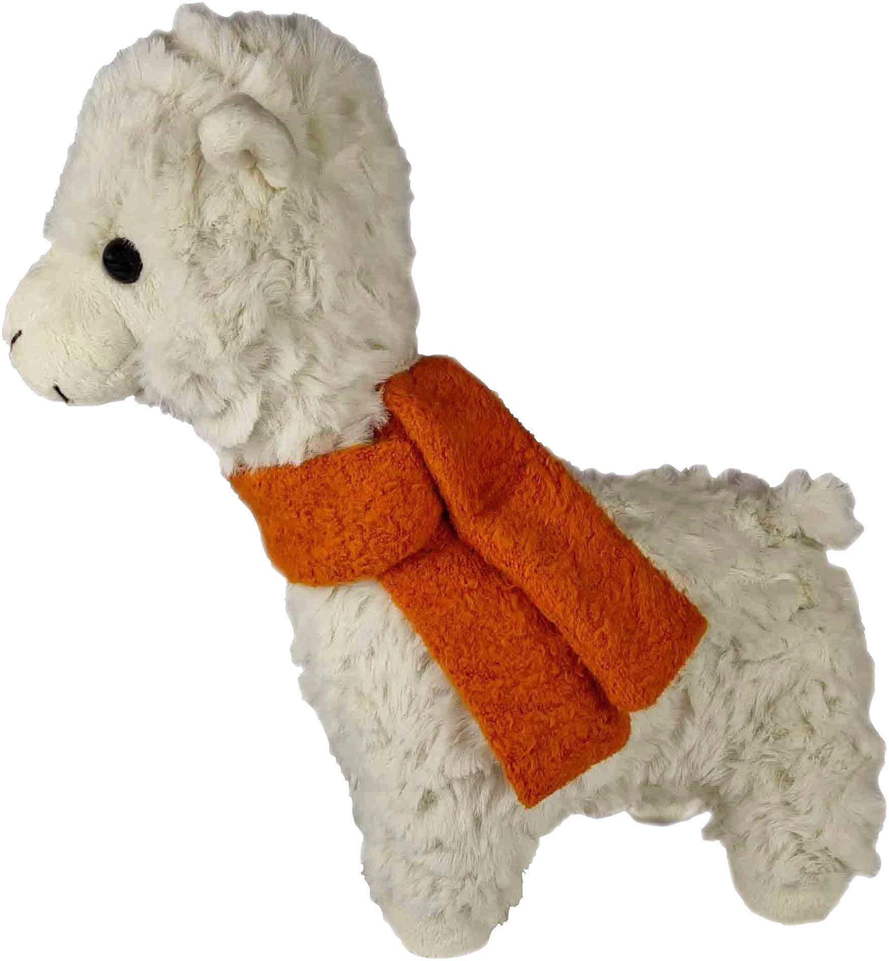 Heunec® Kuscheltier Kuma Lama, 30 cm, mit orangefarbenem Schal, mit individueller Bestickung, Made in Germany