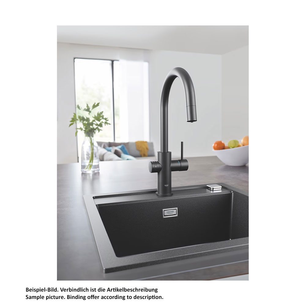 Grohe Küchenarmatur Blue Home C-Auslauf herausziehbarem Mousseurauslauf EU velvet black