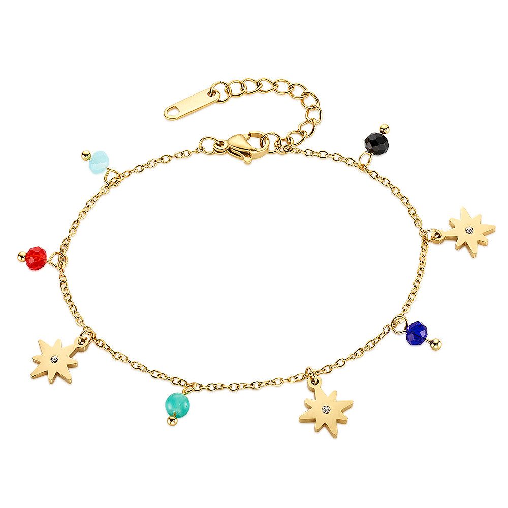 Aniston JEWELRY & WATCHES Armband Edelstahlarmband gelbgoldfarben vergoldet mit bunten Steinen, mit Zirkonia (synth)