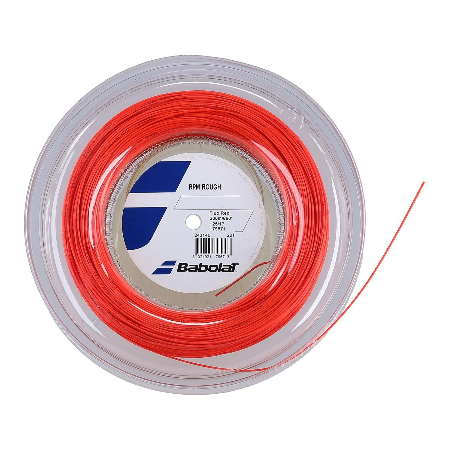 Babolat Tennissaite RPM Rough (Haltbarkeit+Spin) rot 200m Rolle, Saitendicke: 1.30