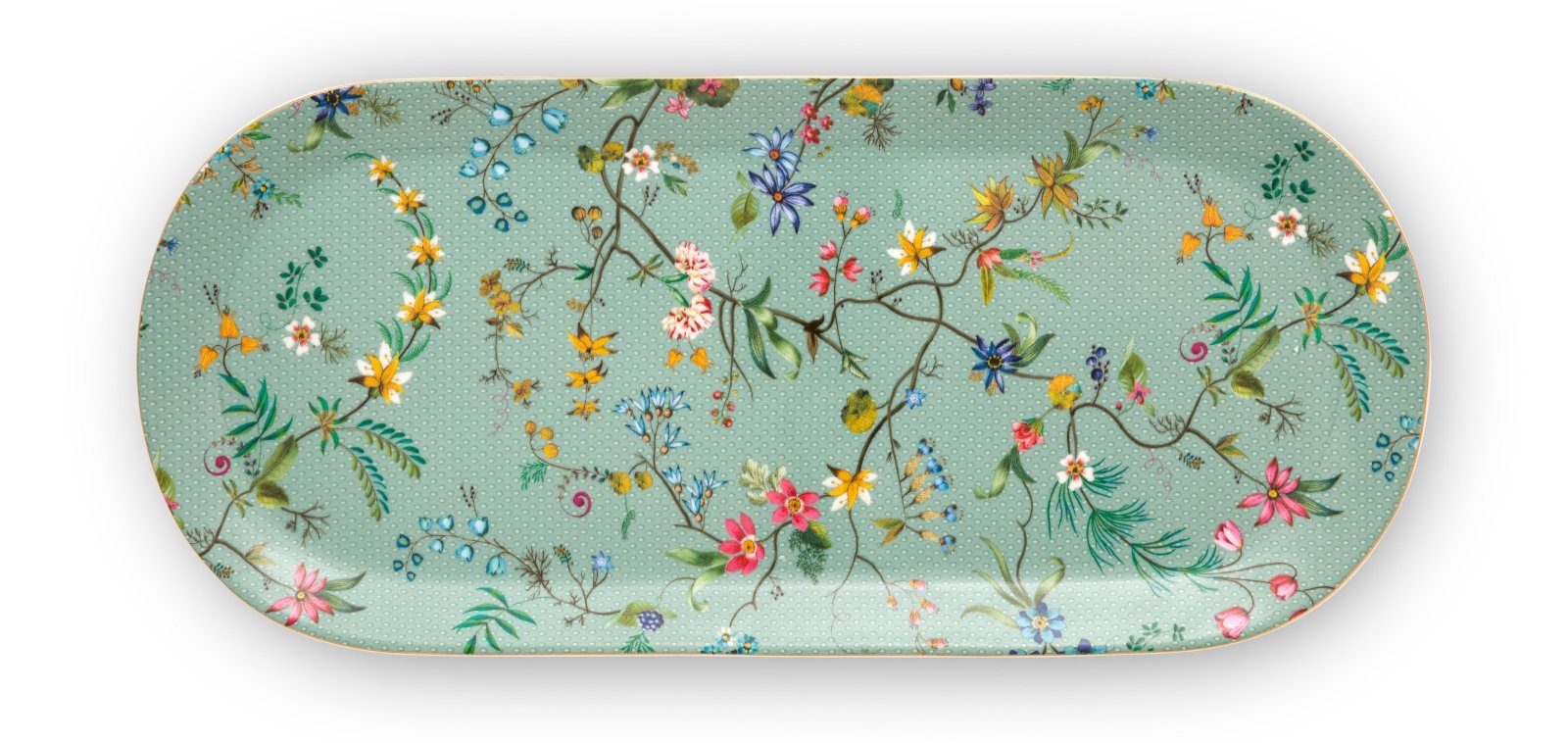 PiP Studio Servierplatte Jolie Flowers Blue Kuchenplatte rechteckig, Porzellan, (Platten)