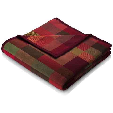 Wohndecke Color Squares red, rot-bunt karierte Decke in 150x200, Baumwoll-Mix, Biederlack, Made in Germany